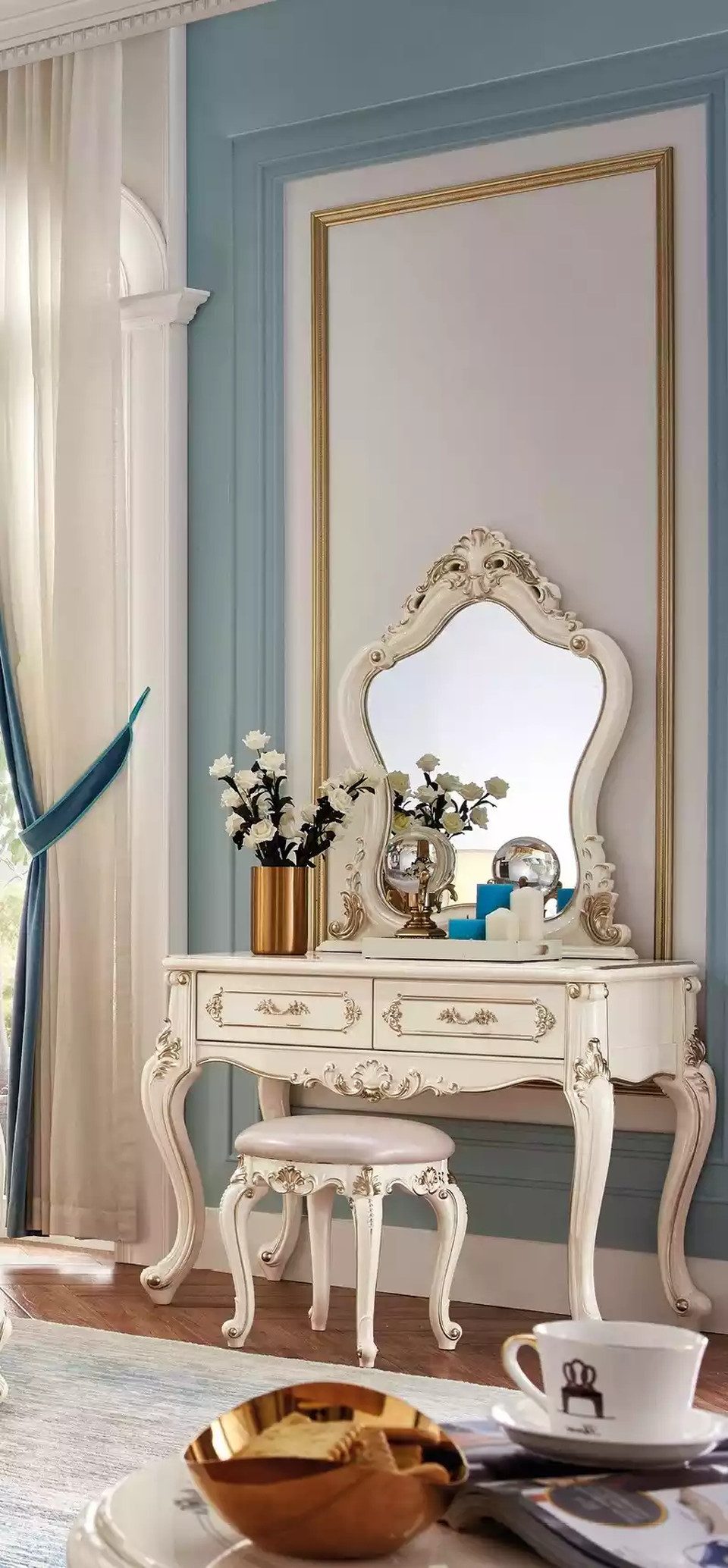 Schminktisch Schlafzimmer Set Klassisch Möbel Schminktisch Mit Spiegel Hocker 2tlg