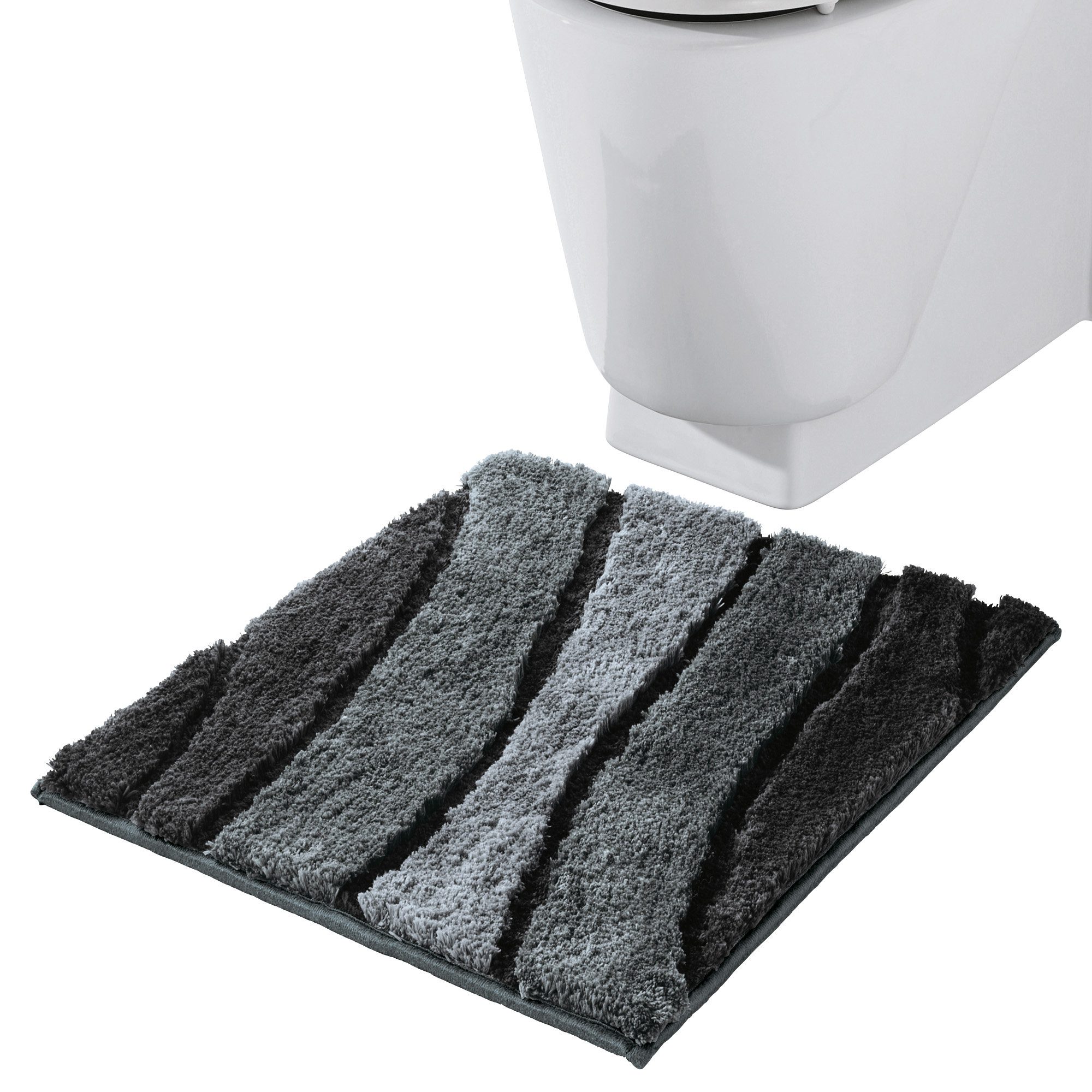 REDBEST Badematte WC-Vorlage "Louisville", Höhe 20 mm, eckig, Streifen/Hoch- Tiefstruktur