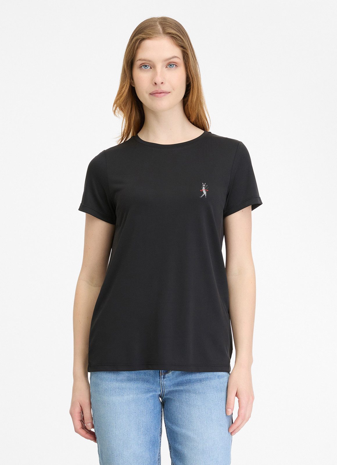 Ragwear Kurzarmshirt ADORI C mit lustiger Katzen-Stickerei auf der Brust günstig online kaufen