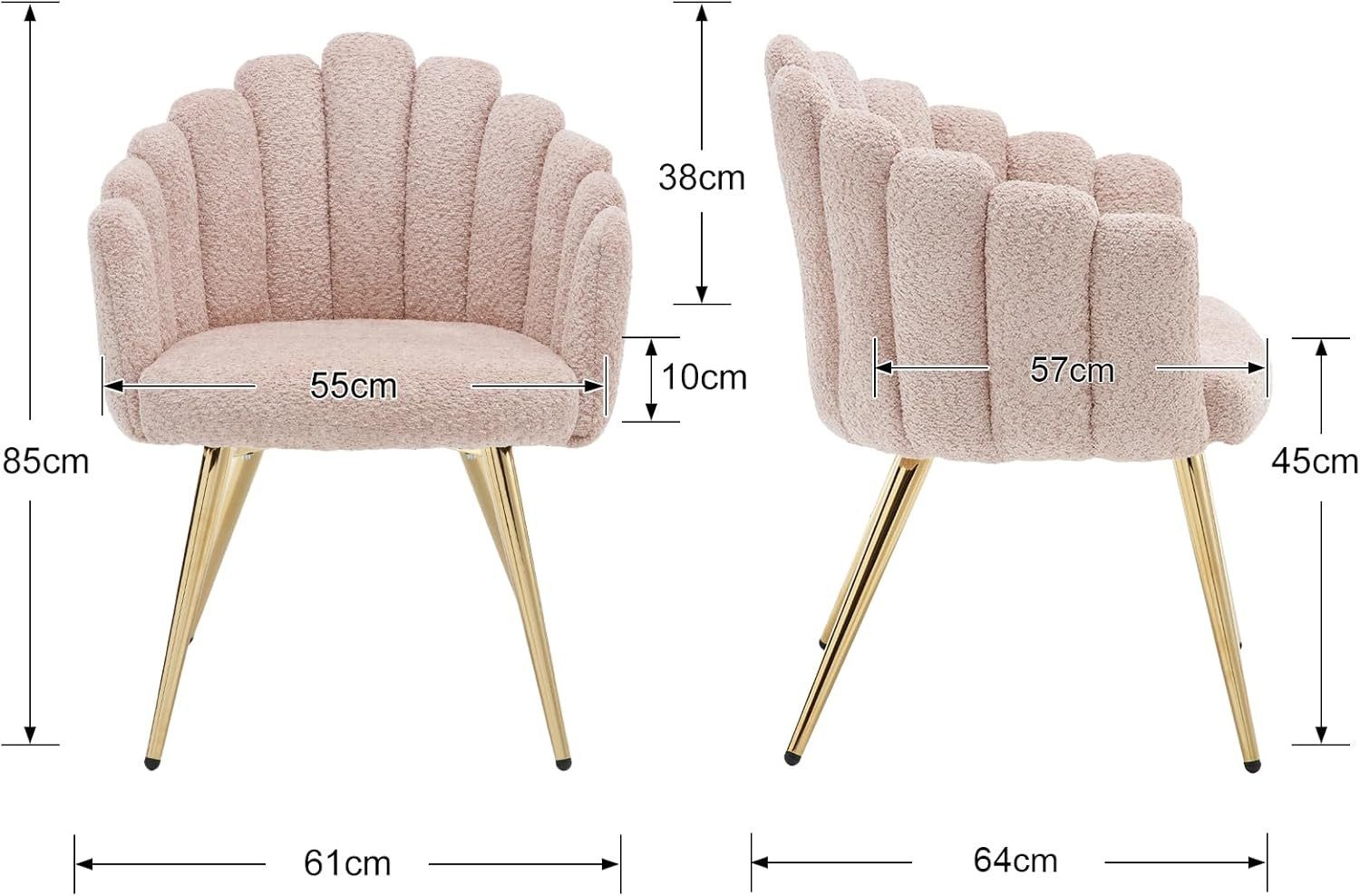 WAHSON OFFICE CHAIRS Loungesessel Kunstfell Loungesessel Polsterstuhl mit Metallbeinen Einzelsessel (1-St)