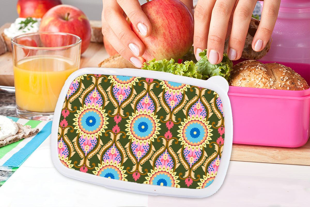 Kunststoff, rosa Erwachsene, Snackbox, MuchoWow - Kinder, Brotdose Mädchen, Brotbox Design Retro, für Kunststoff Lunchbox Orient (2-tlg), -
