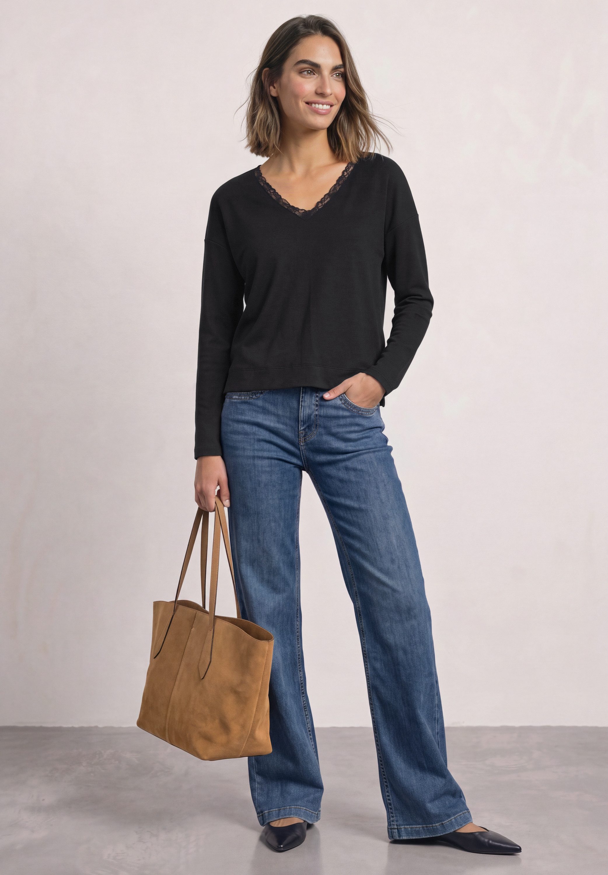 STREET ONE Langarmshirt aus softem Materialmix – Bild 3 von 5