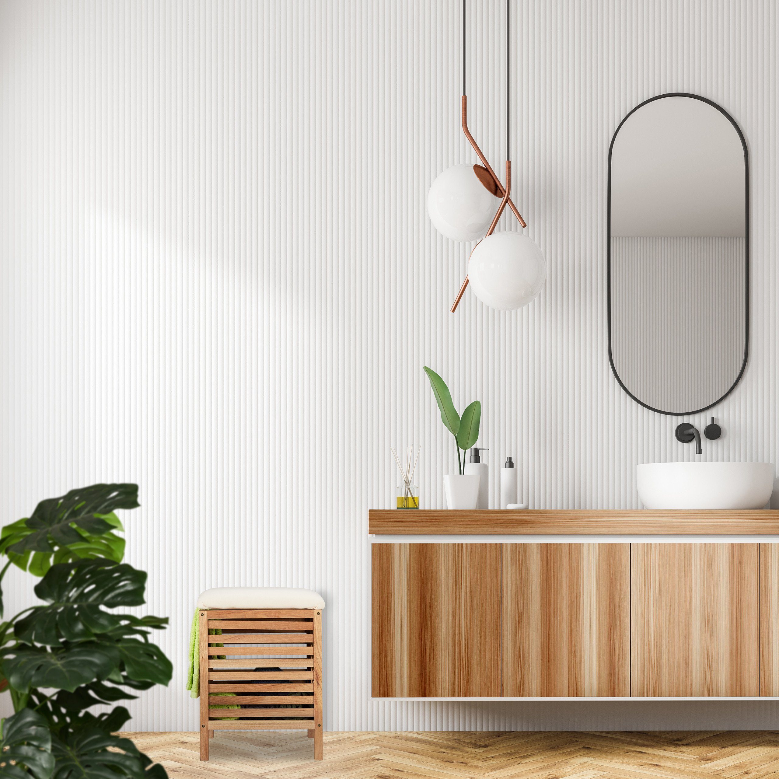 relaxdays Wäschetruhe Wäschekorb mit Sitz Walnussholz günstig online kaufen