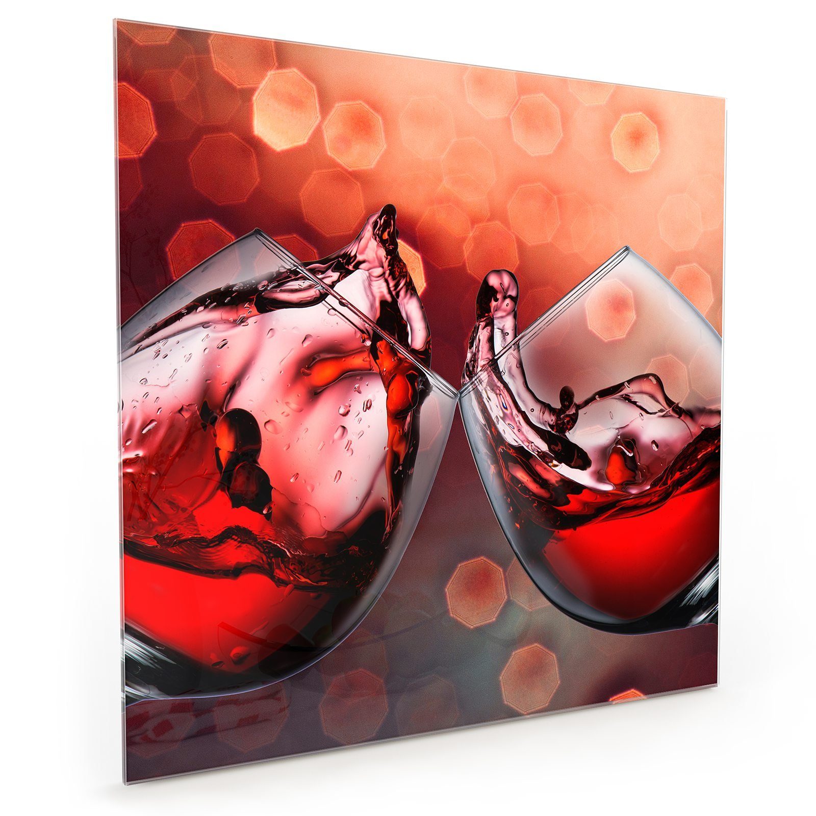 Primedeco Küchenrückwand Küchenrückwand Spritzschutz Glas mit Motiv Jubel mit Rotwein