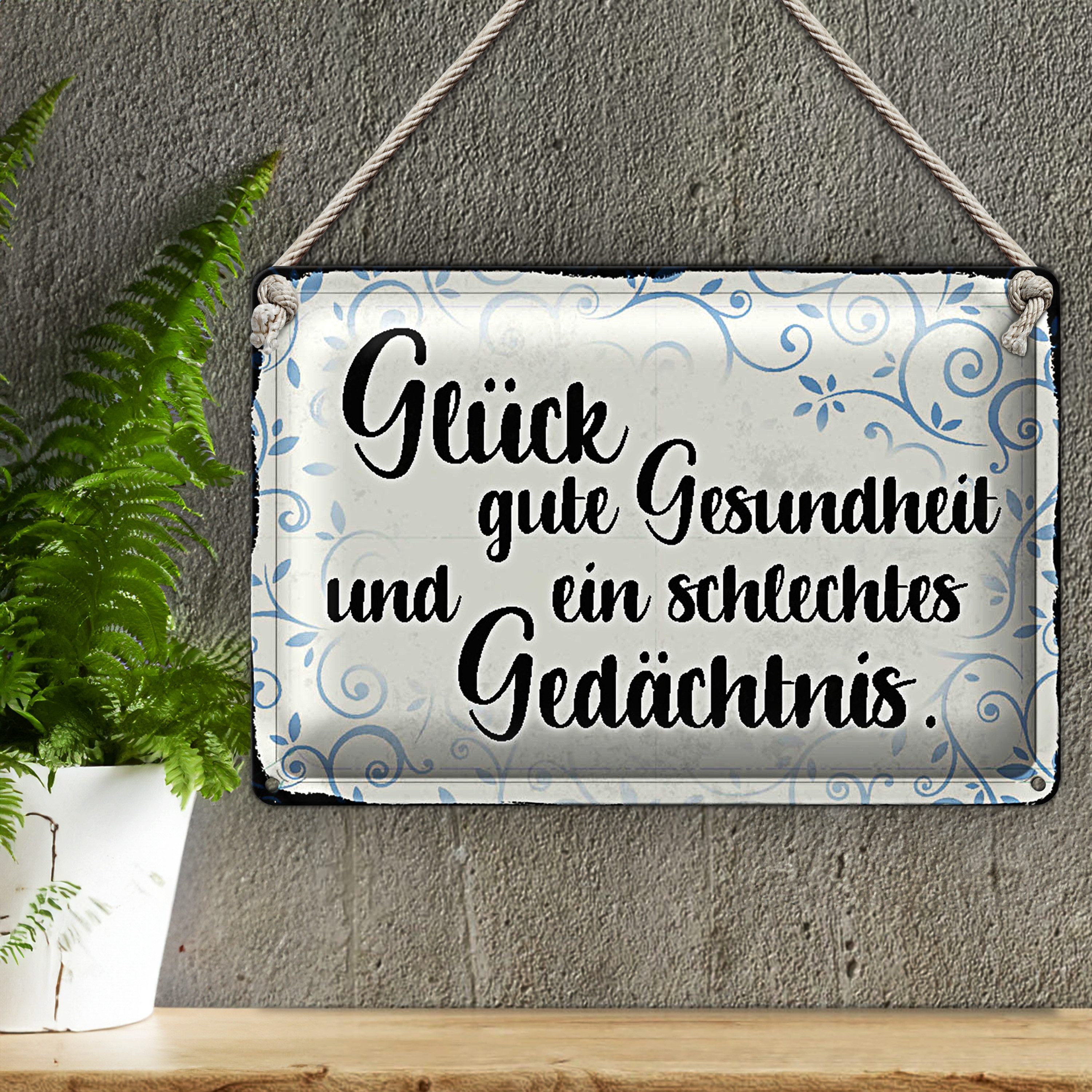 Roomando Metallschild Spruch 18x12cm Glück gute Gesundheit