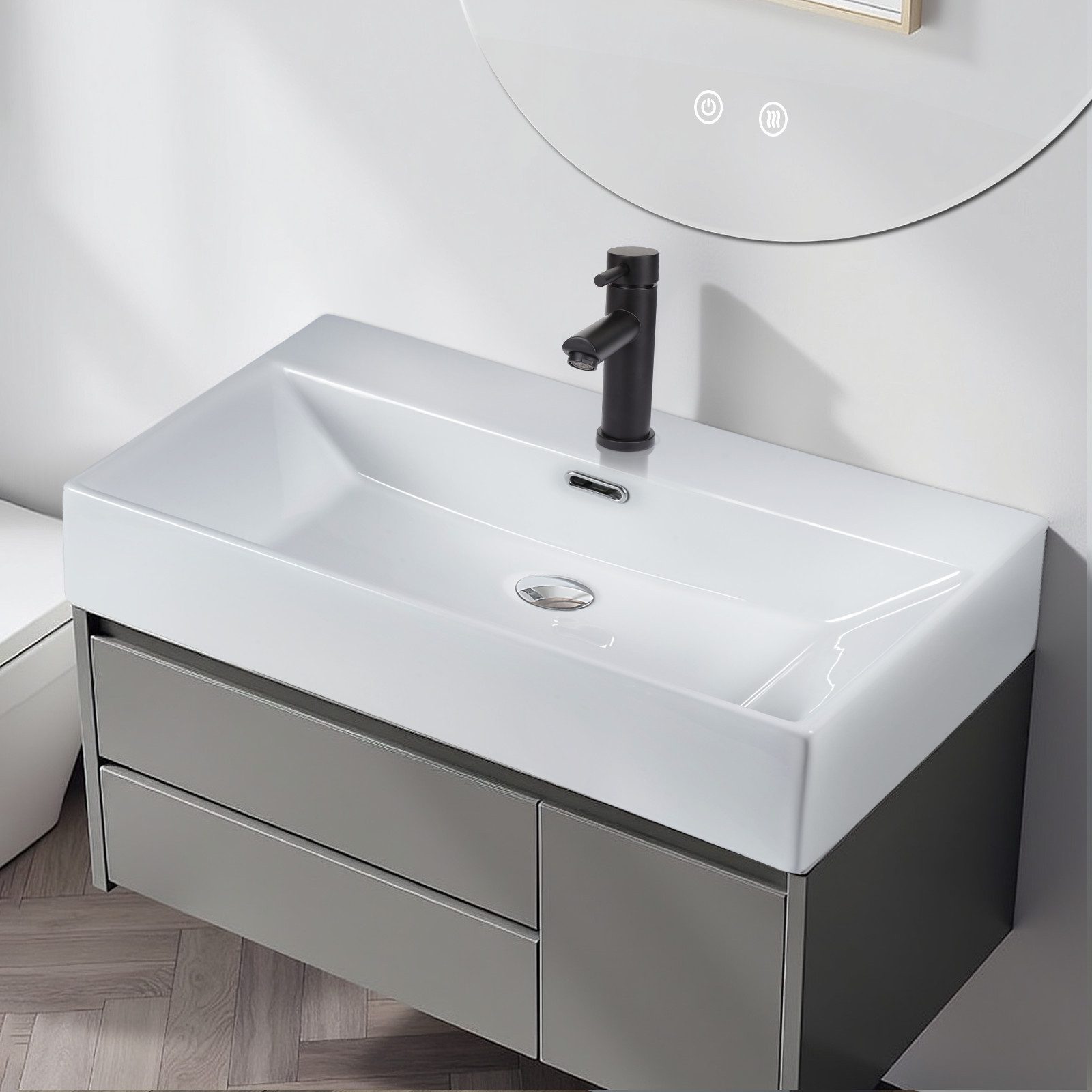 Nettlife Waschbecken Badezimmer Aufsatzwaschbecken Keramik Eckig günstig online kaufen
