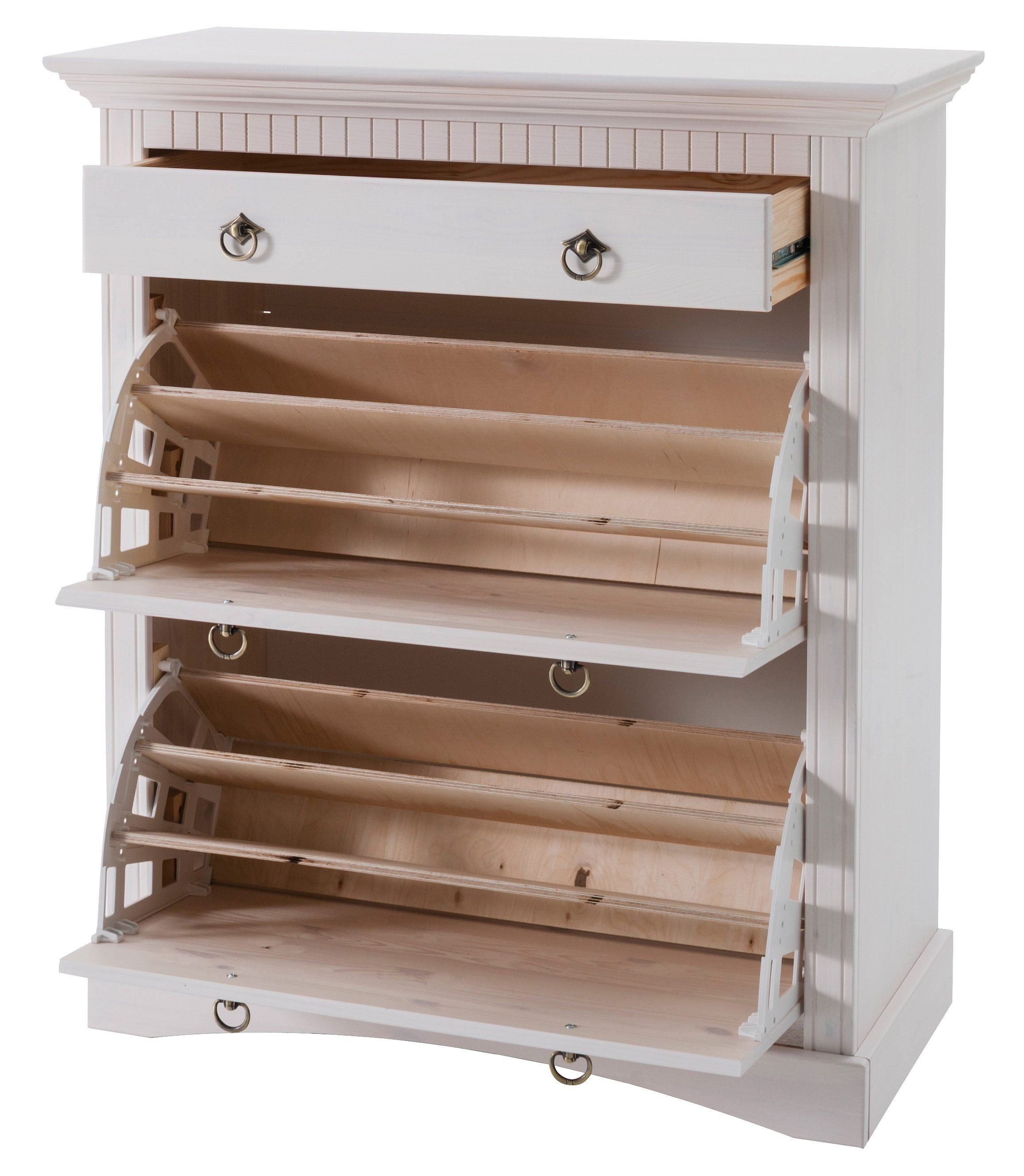 Home affaire Schuhkommode Rustic, aus massiver Kiefer, Breite 71 cm, Kassettenoptik