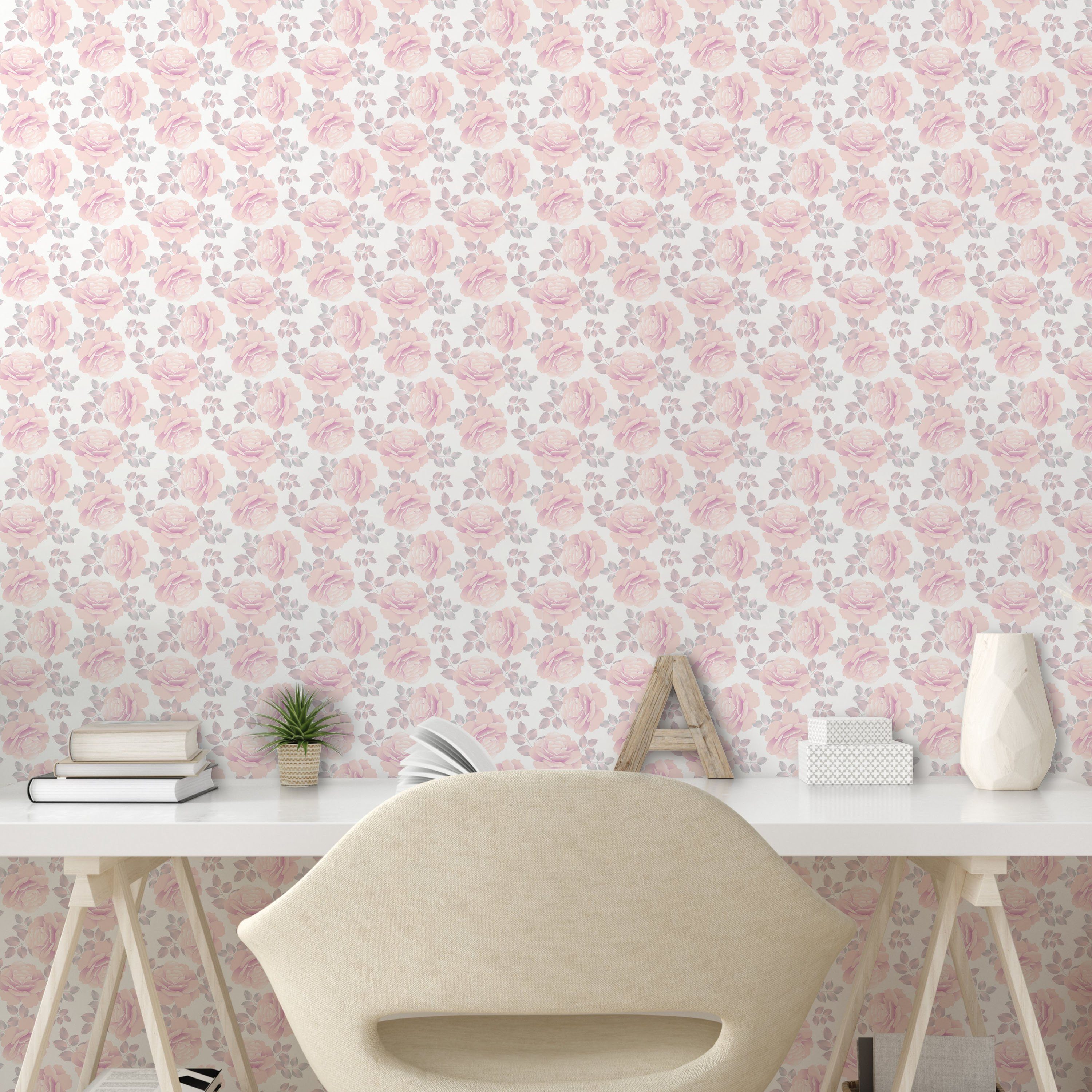 in Blumen Abakuhaus Vinyltapete selbstklebendes Küchenakzent, Rosen Wohnzimmer Pastelltönen