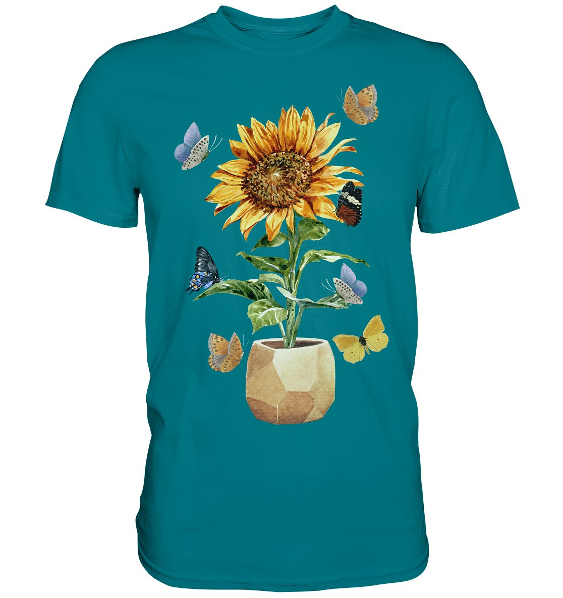 Tigerlino T-Shirt Schmetterling Sonnenblumen Shirt Gärtner günstig online kaufen