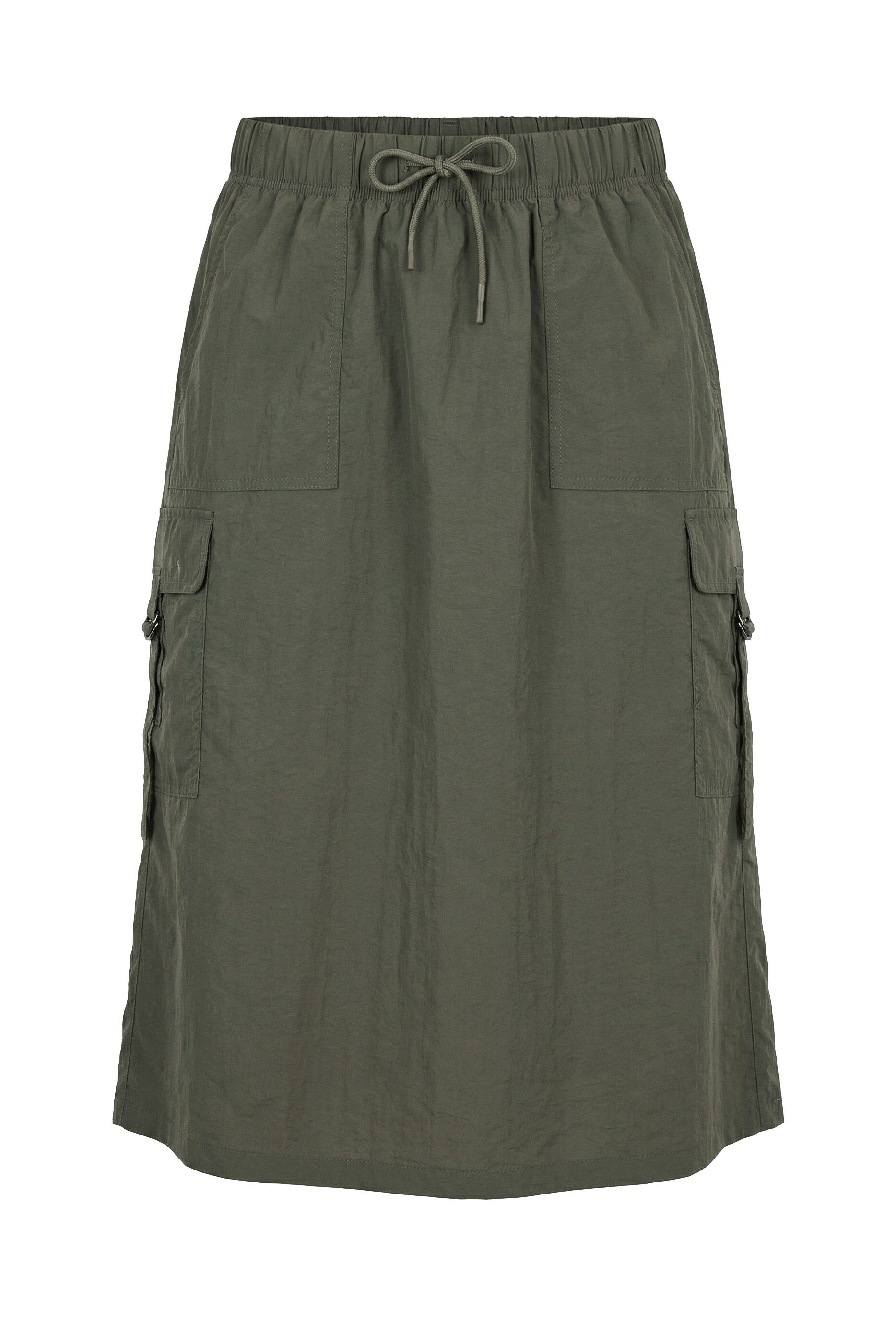 Ulla Popken Jerseyrock Midi-Cargorock A-Linie Cargotaschen Elastikbund