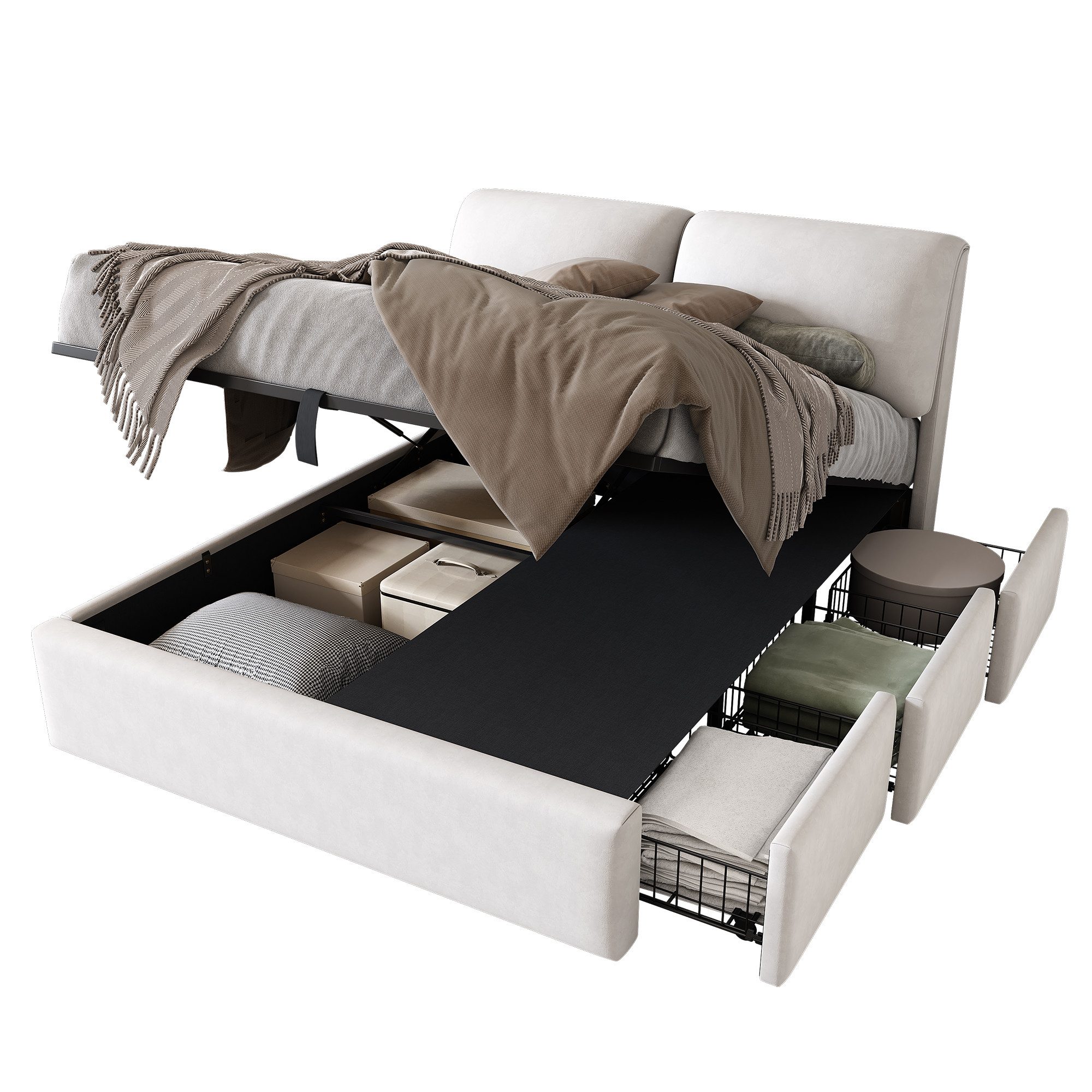 OKWISH Polsterbett Hydraulisches Bett (140*200cm), mit günstig online kaufen
