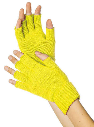 Metamorph Kostüm Fingerlose Strickhandschuhe neon-gelb, Mit Fingerspitzengefühl für 80er Jahre Outfits - oder dem Alltag in