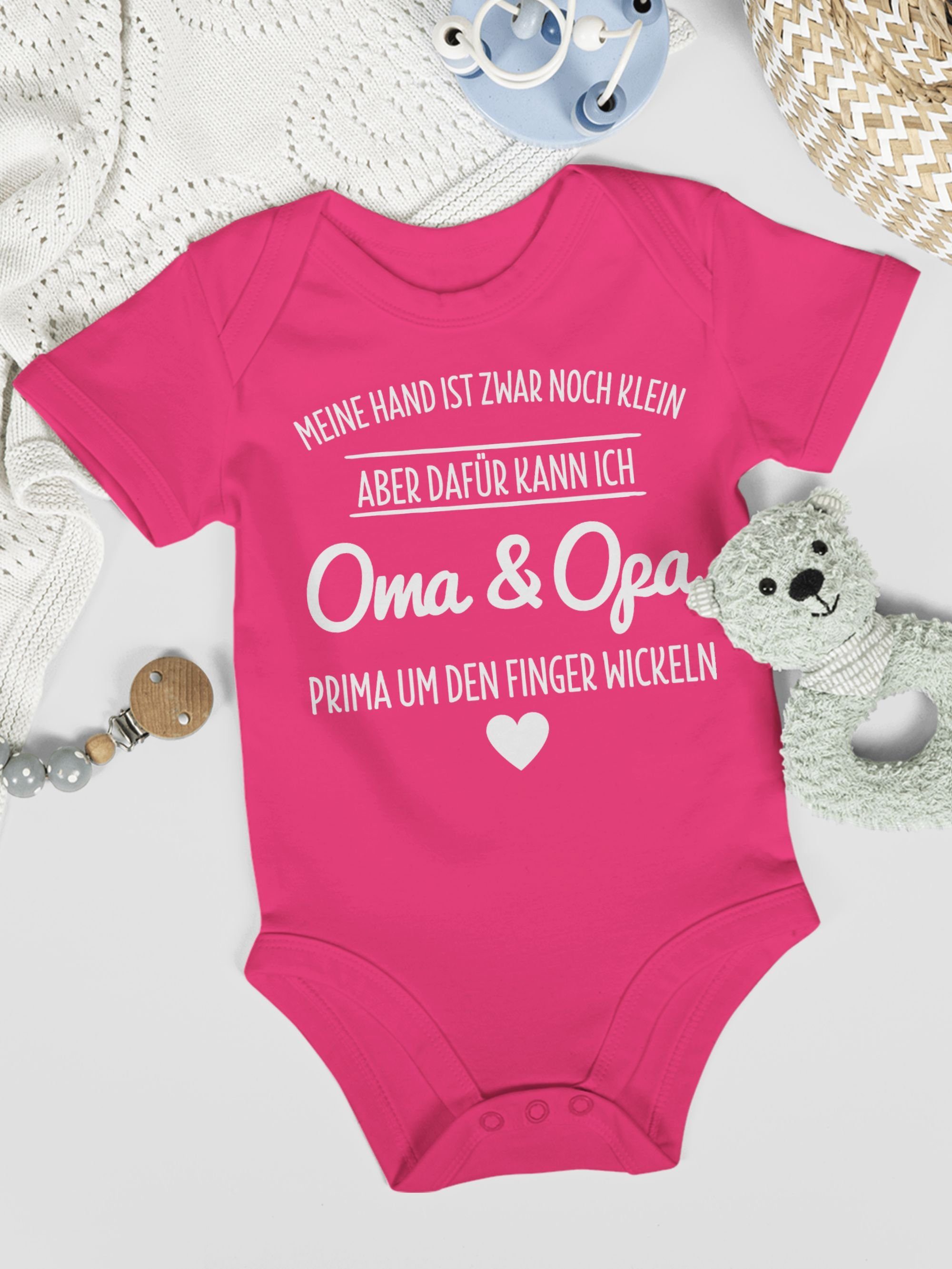 Shirtracer Shirtbody Oma und Opa um den Finger wickeln Großeltern Sprüche Baby