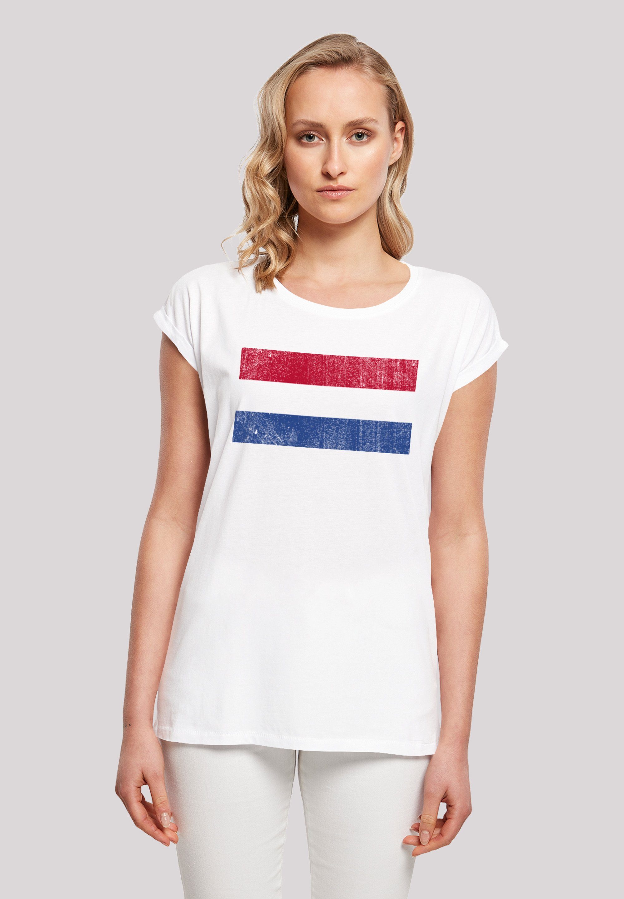 cm Holland F4NT4STIC groß distressed Größe Das Print, NIederlande T-Shirt 170 und trägt Netherlands Flagge M Model ist