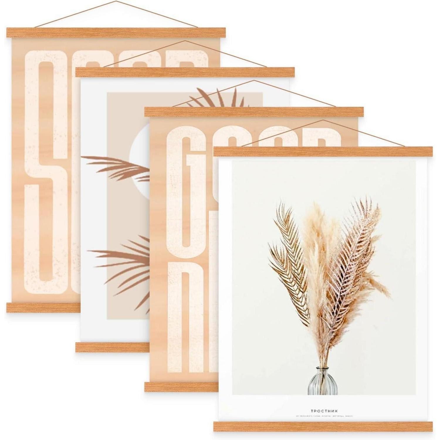 LuxusKollektion Bilderleiste Posterrahmen Magnetisch A1 61x91 Holz Teakholz 61cm 4 Packungen
