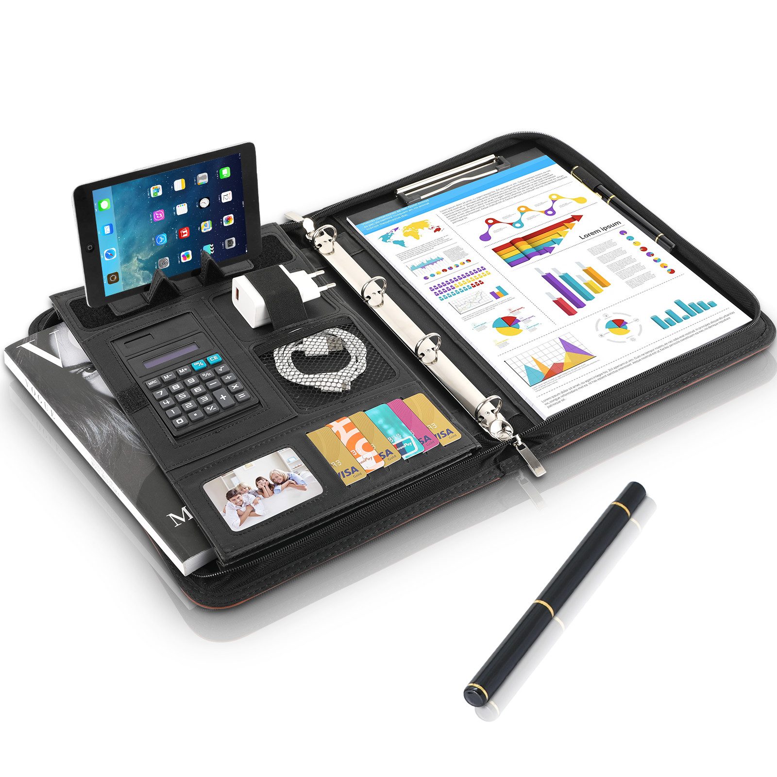 TLGREEN Konferenzmappe A4,Konferenzmappe mit Handyhalter, Leder Dokumentenm günstig online kaufen