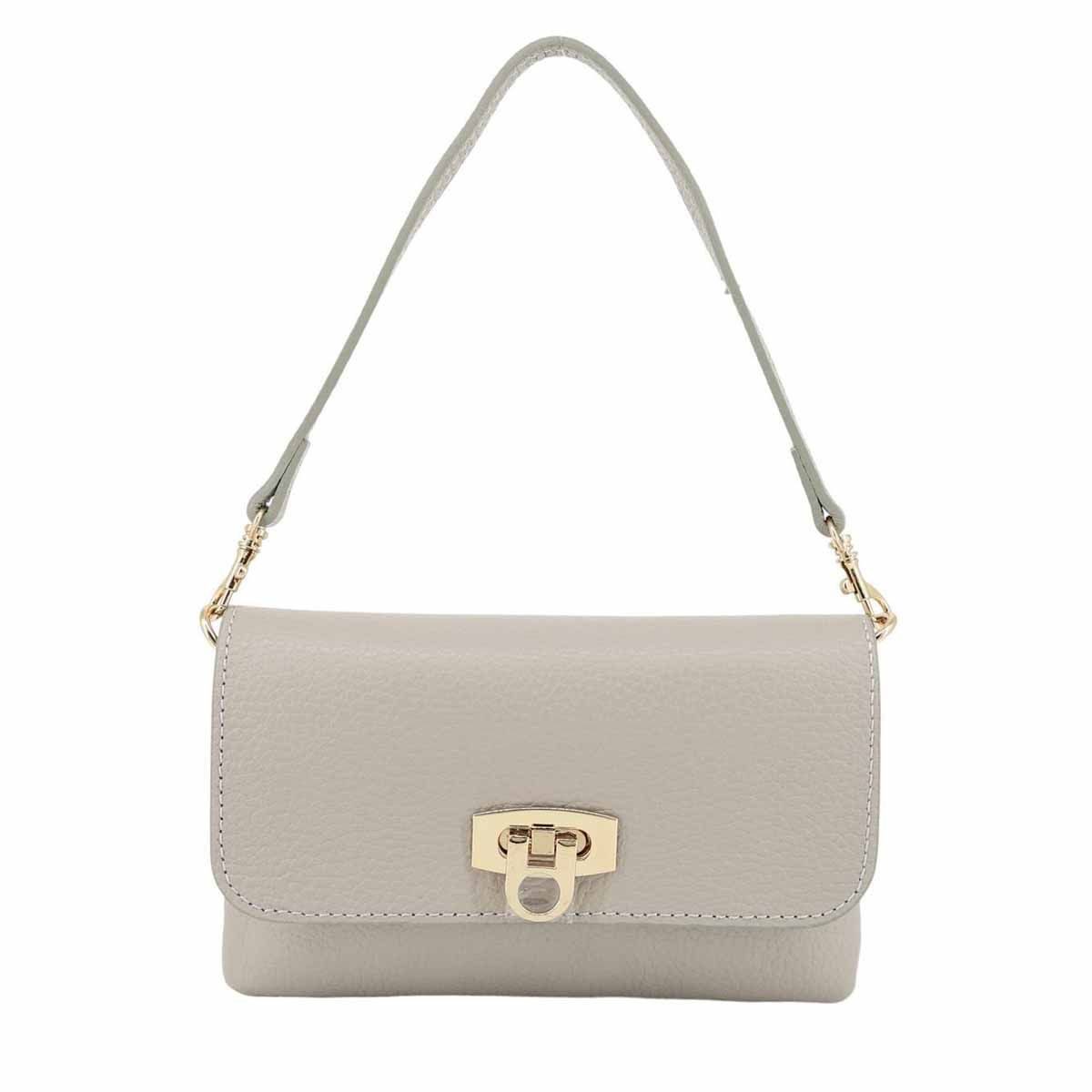 ITALYSHOP24 Schultertasche Made in Italy Damen Leder Tasche Mini Bag Ketten Crossbody Handytasche, Überschlagtasche Clutch Abendtasche Smartphone Handtasche CrossOver