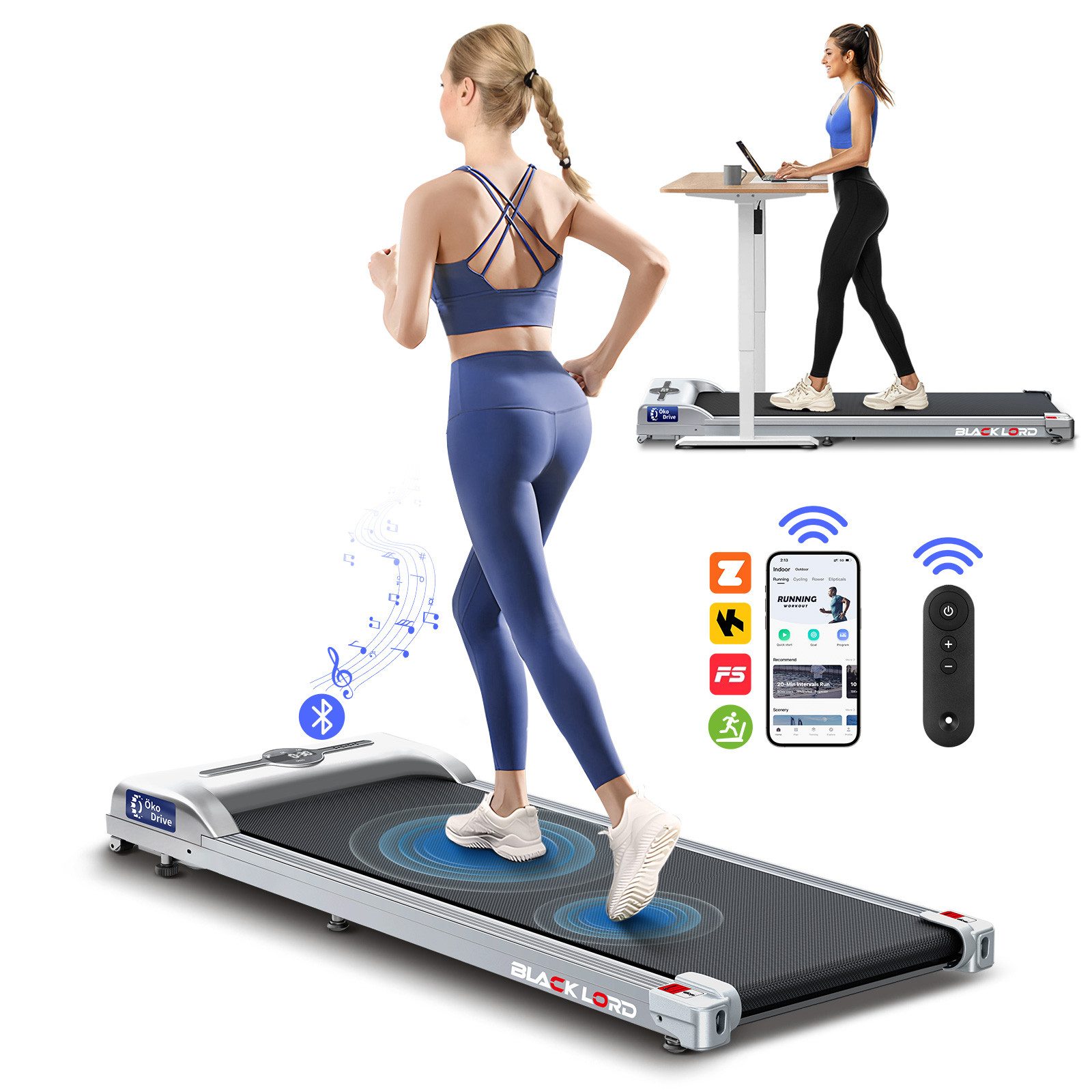 Laufband für Zuhause, Walking Pad, mit LED-Anzeige 12km/h mit Steigung