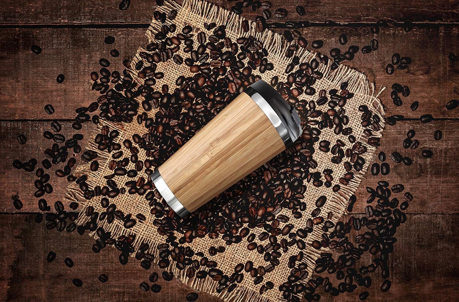 ml Edelstahl Thermobecher MORRENT 450 Kaffee-Tee Isolierbecher Holz Travel Mug