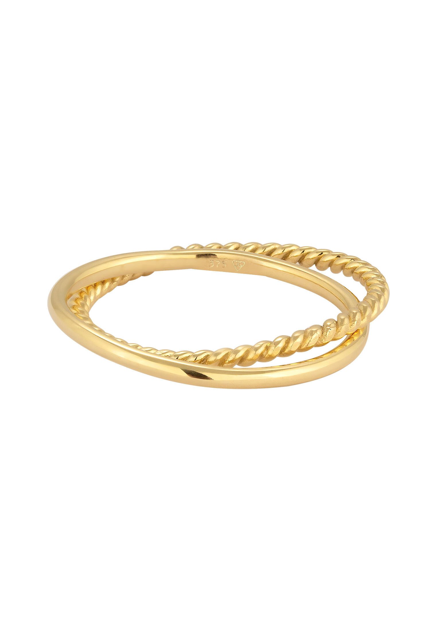 Elli Premium Fingerring Wickelring Klassik Fein Gedreht 375 Gelbgold
