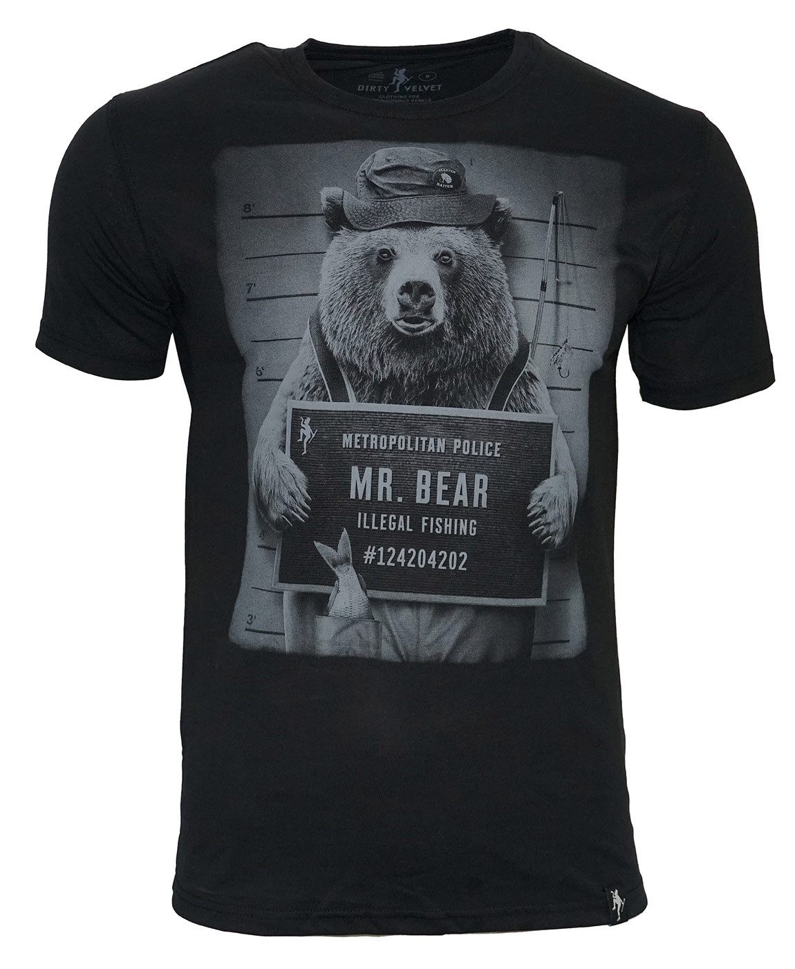 Dirty Velvet T-Shirt DIRTY VELVET Herren T-Shirt MR. BEAR-Schwarz-XL