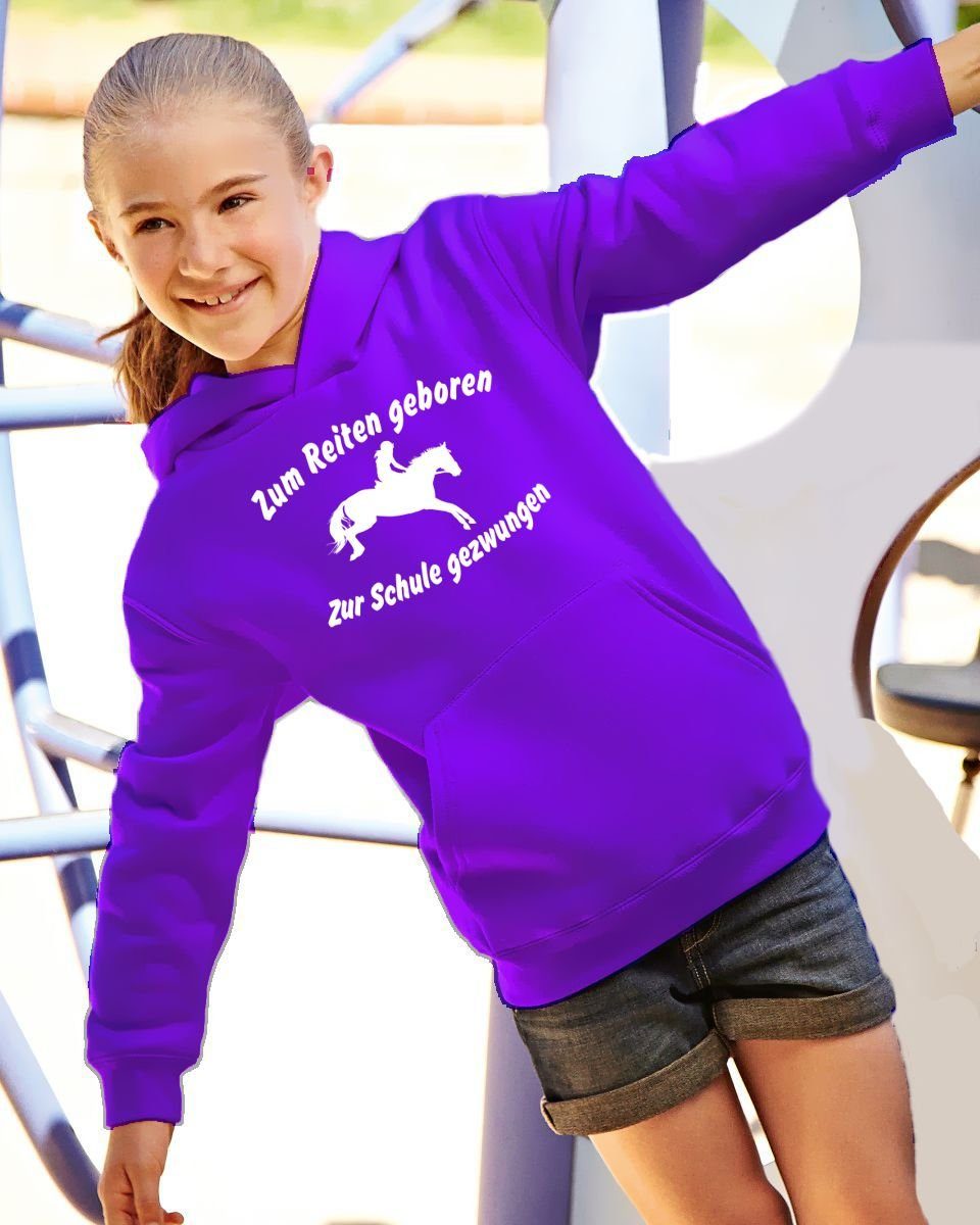 gezwungen zur Schule geboren Navy Hoodie Zum Sweatshirt Mädchen Reiten coole-fun-t-shirts
