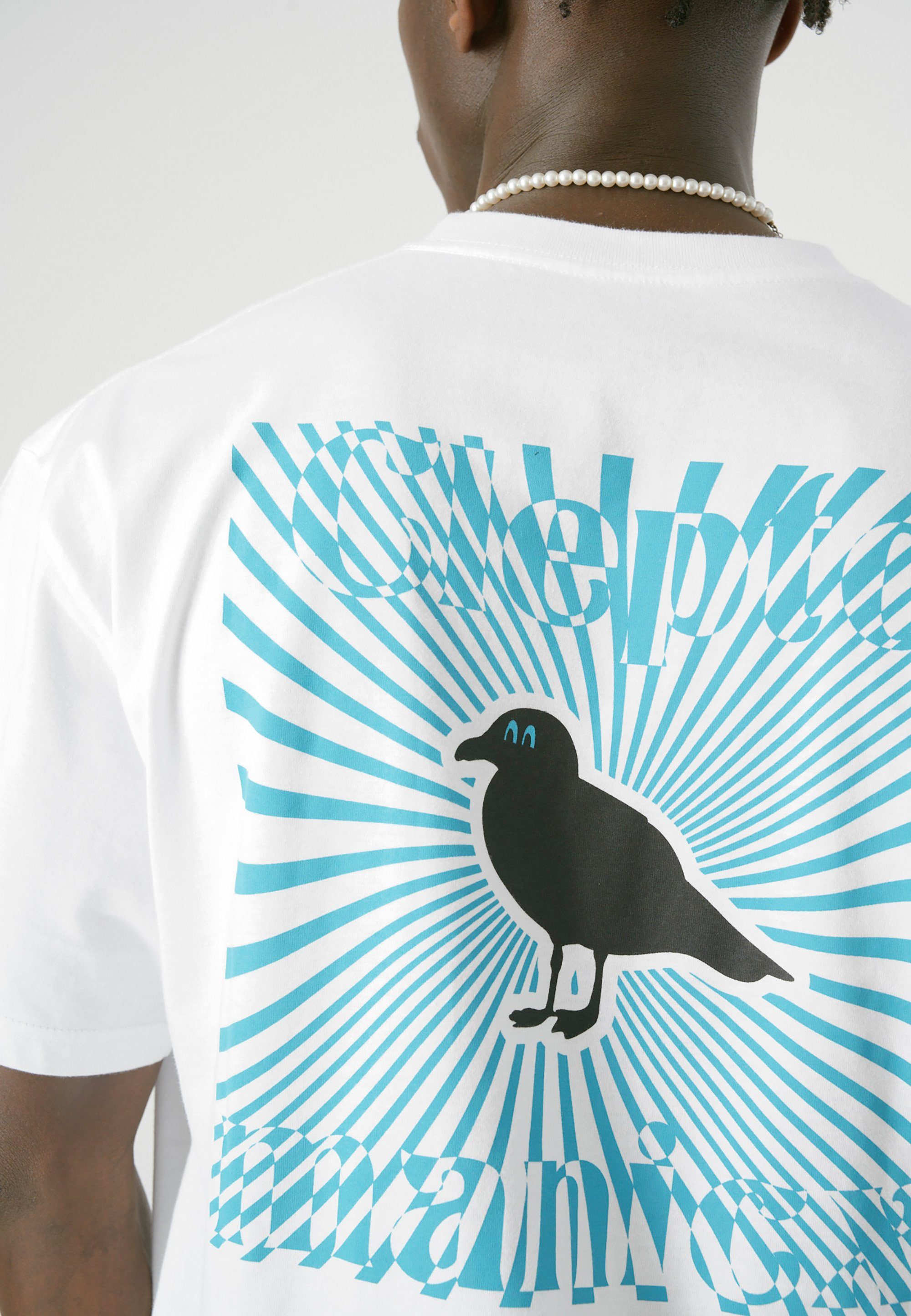 lässigem Gull T-Shirt Backprint Delic Cleptomanicx weiß mit