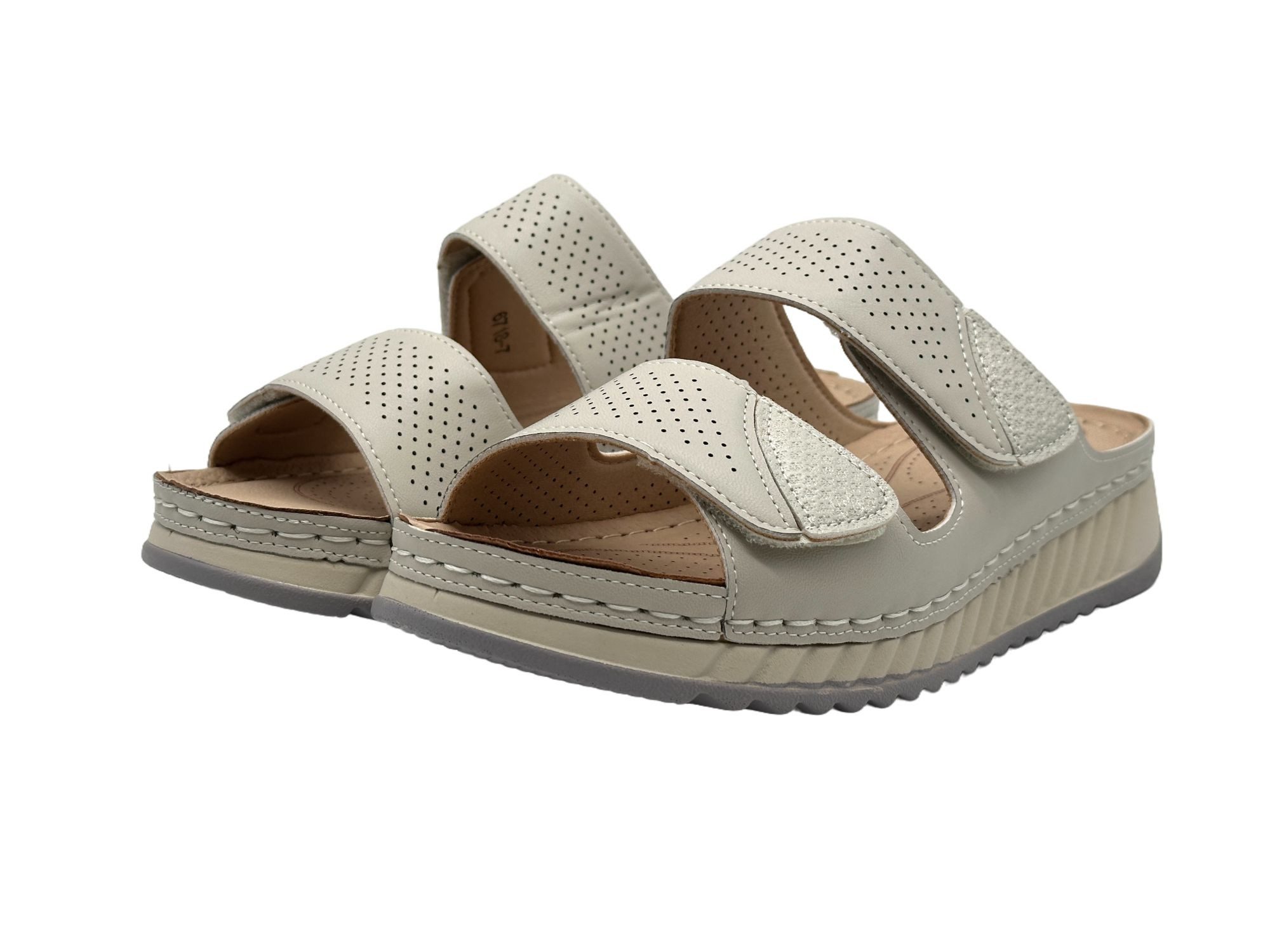 Nowaland Bequeme Damen-Pantoletten mit verstellbarem Riemen und Keilabsatz Pantolette atmungsaktiv, weiche Innensohle, ideal für Alltag & Komfort