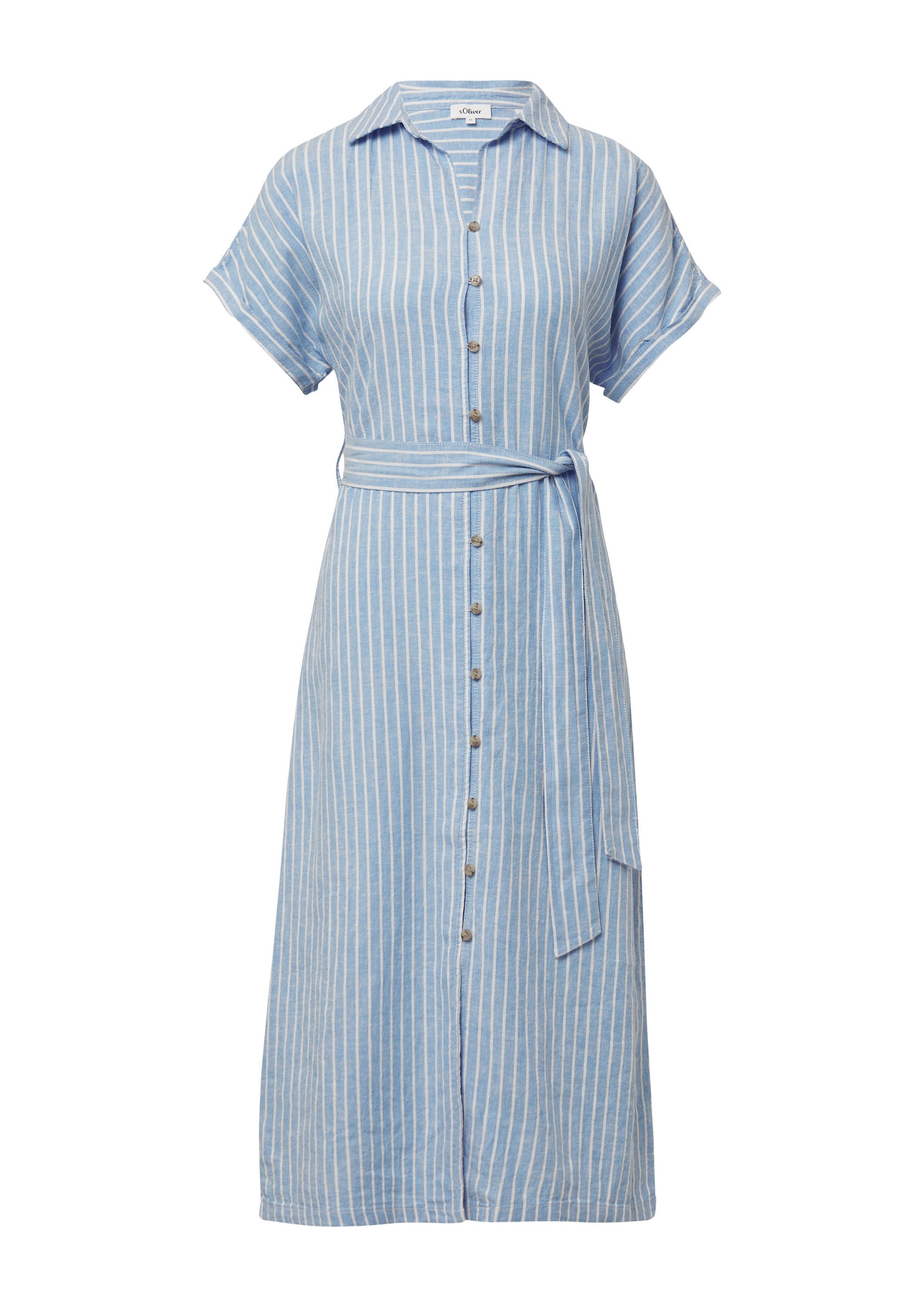 s.Oliver Midikleid Kleid Gestreiftes Midikleid im Relaxed Fit aus Leinenmix günstig online kaufen