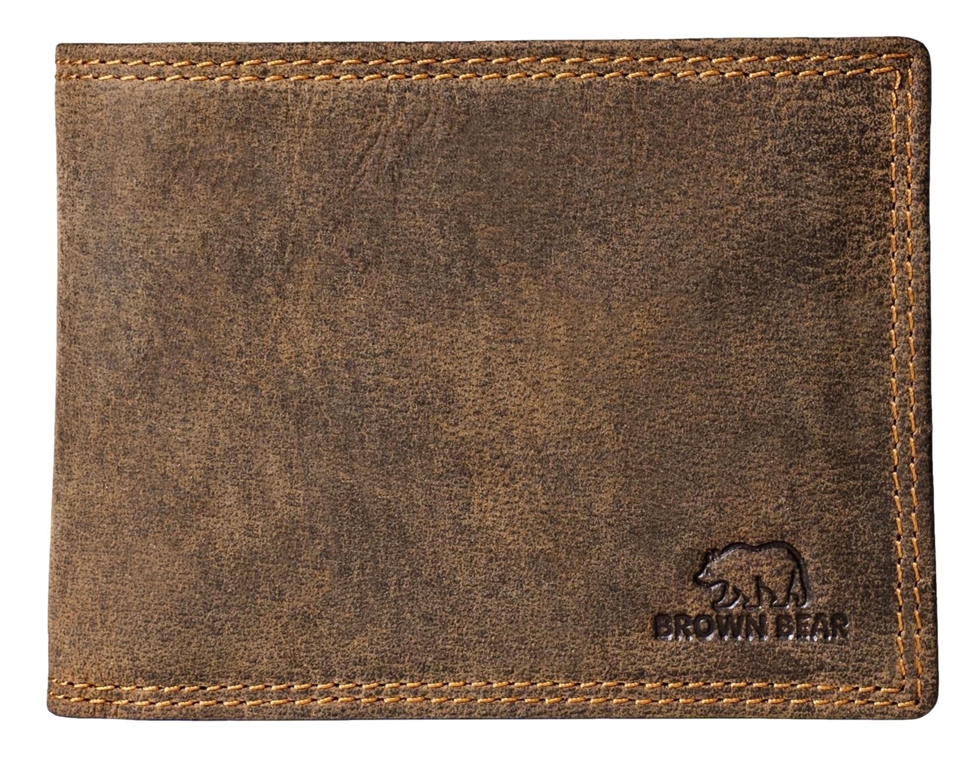 Brown Bear Geldbörse Dollarclip Golf 1018 Münzfach Echtleder, 10 Kartenfächer und RFID-Schutz Braun-Vintage