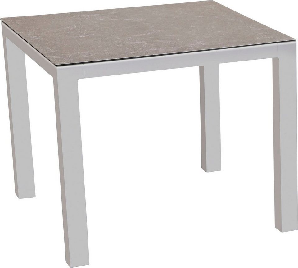 Best Gartentisch Houston, 90x90 cm, Stark dimensioniertes Tischgestell aus  pulverbeschichtetem Aluminium