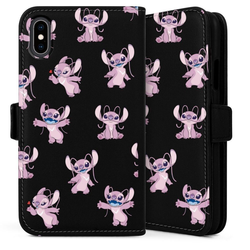 DeinDesign Handyhülle Lilo & Stitch Engel Disney Angel Faces Pattern Transparent, Apple iPhone Xs Hülle Flip Case Klapphülle Handytasche Leder