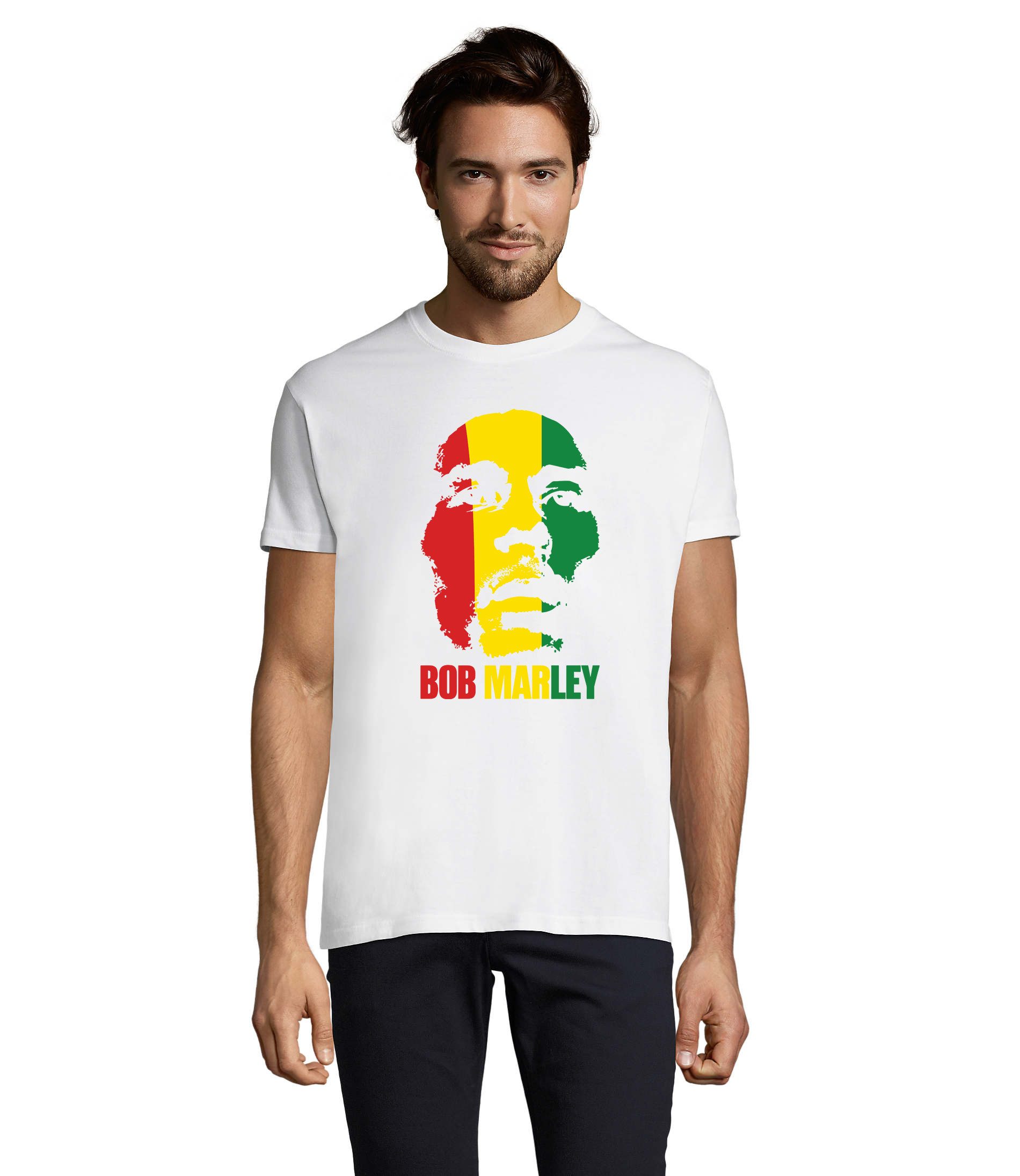 Blondie & Brownie T-Shirt BobMarley Herren T Shirt Reggae Legende Print Rundhals Mode (Einzelartikel) BobMarley H Tee Reggae Legenden Motivshirt