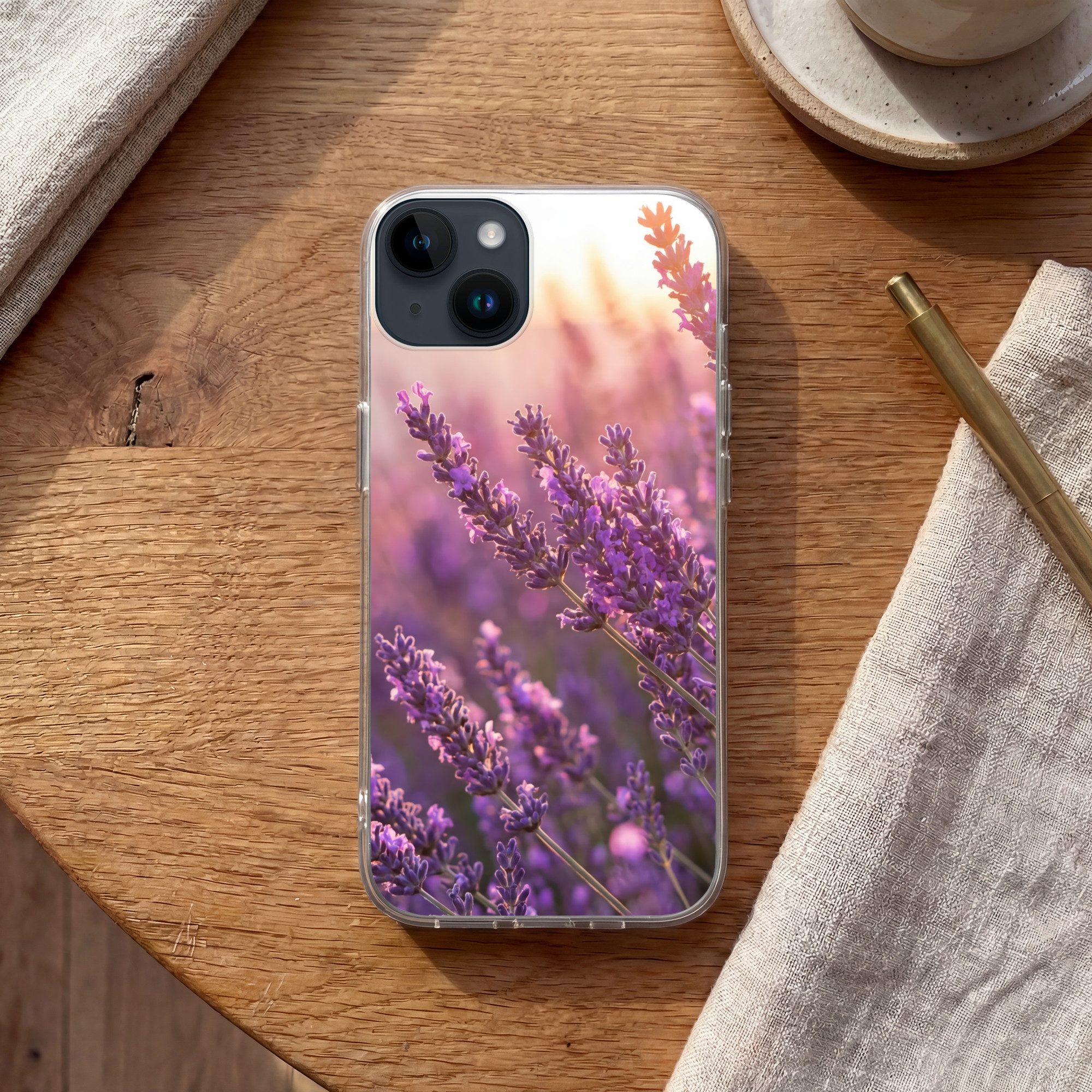 MuchoWow Handyhülle für Apple iPhone 14 Lavendel - Lila - Sonnenlicht, Smartphone-Bumper, Print, Handy Schutzhülle Dünn