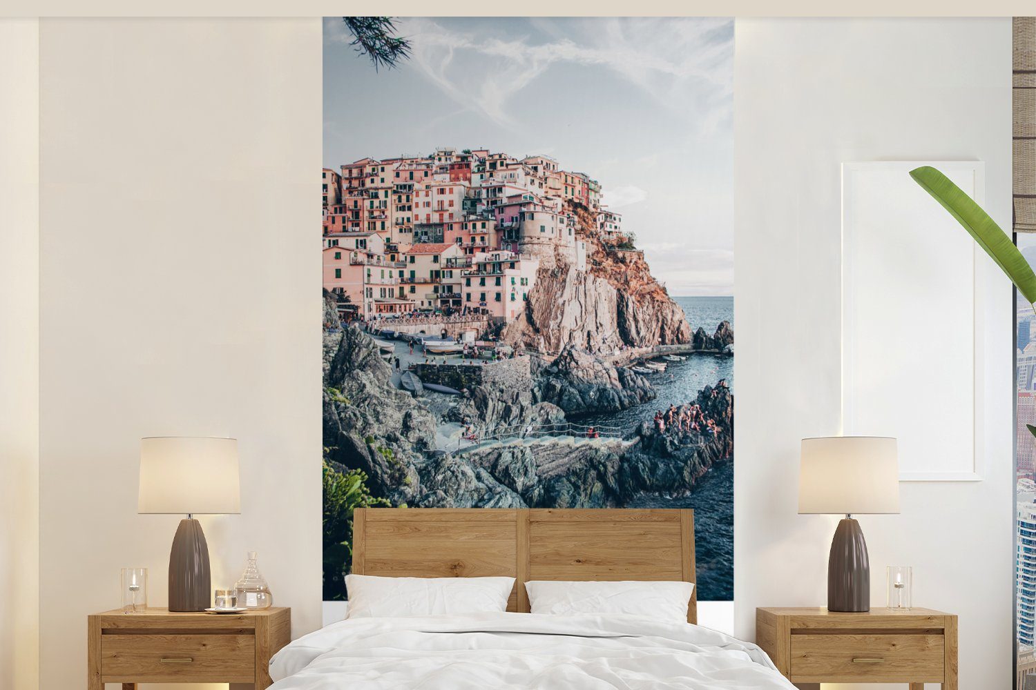 MuchoWow Fototapete Cinque - Matt, Fototapete Meer, Wohnzimmer Schlafzimmer für Amalfi Italien - bedruckt, Terre Küche, Vliestapete (2 - St)