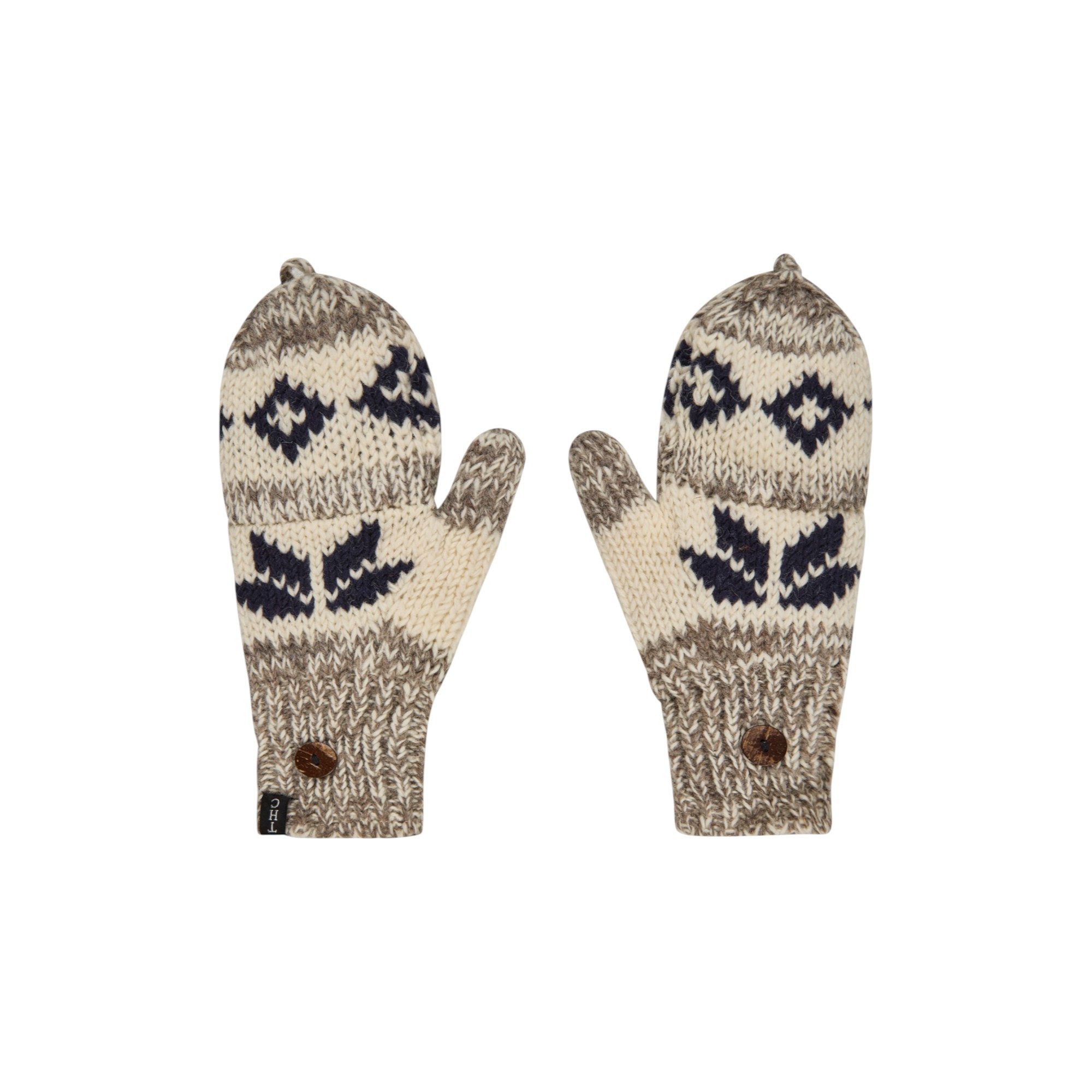 THC Natural Line Strickhandschuhe THC Klapphandschuhe 609 Norweger grau (1 Paar, 1-St., 1 Paar) abklappbare Fingerspitze