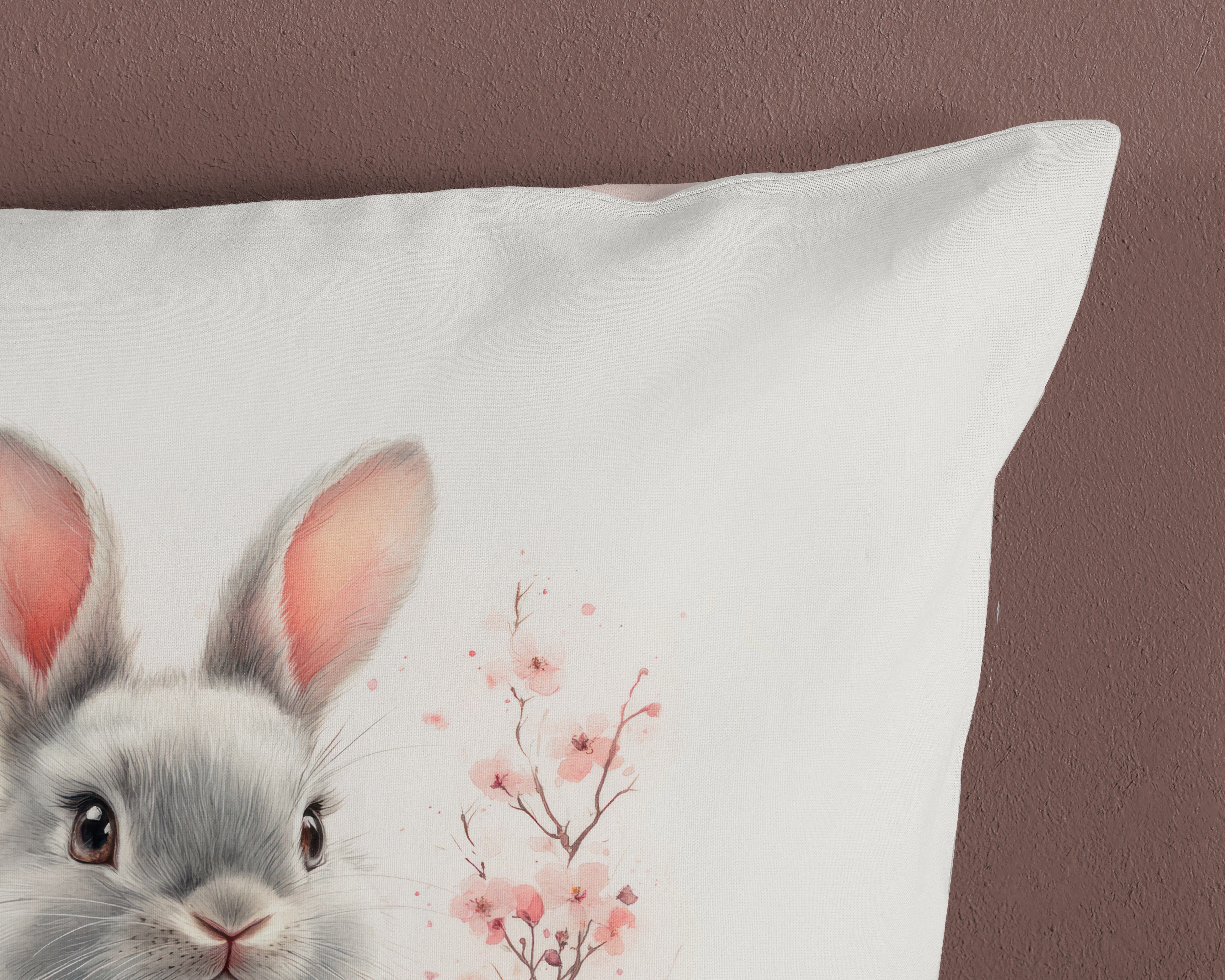 good morning Kinderbettwäsche Fien, Renforcé, 2 teilig, Baumwolle, Renforcé, 135x200, Wendeoptik, Kind, Mädchen, Kaninchen – Bild 4 von 5