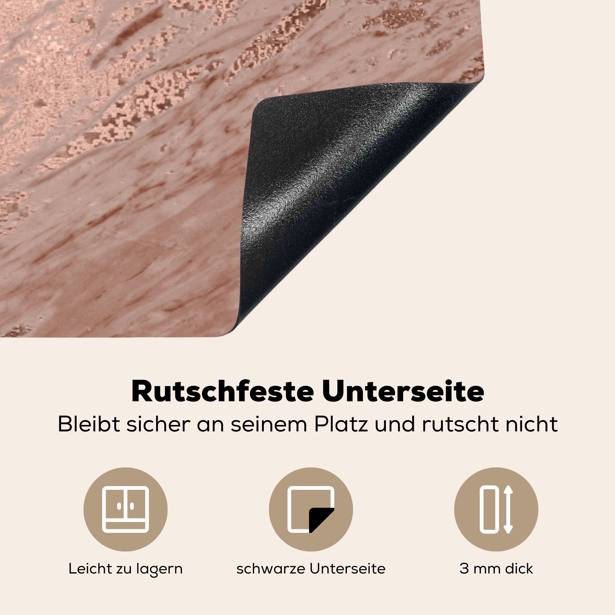 MuchoWow Herdblende-/Abdeckplatte Marmor - Muster Arbeitsplatte für cm, (1 küche 78x78 - Ceranfeldabdeckung, Rosa, Vinyl, tlg)