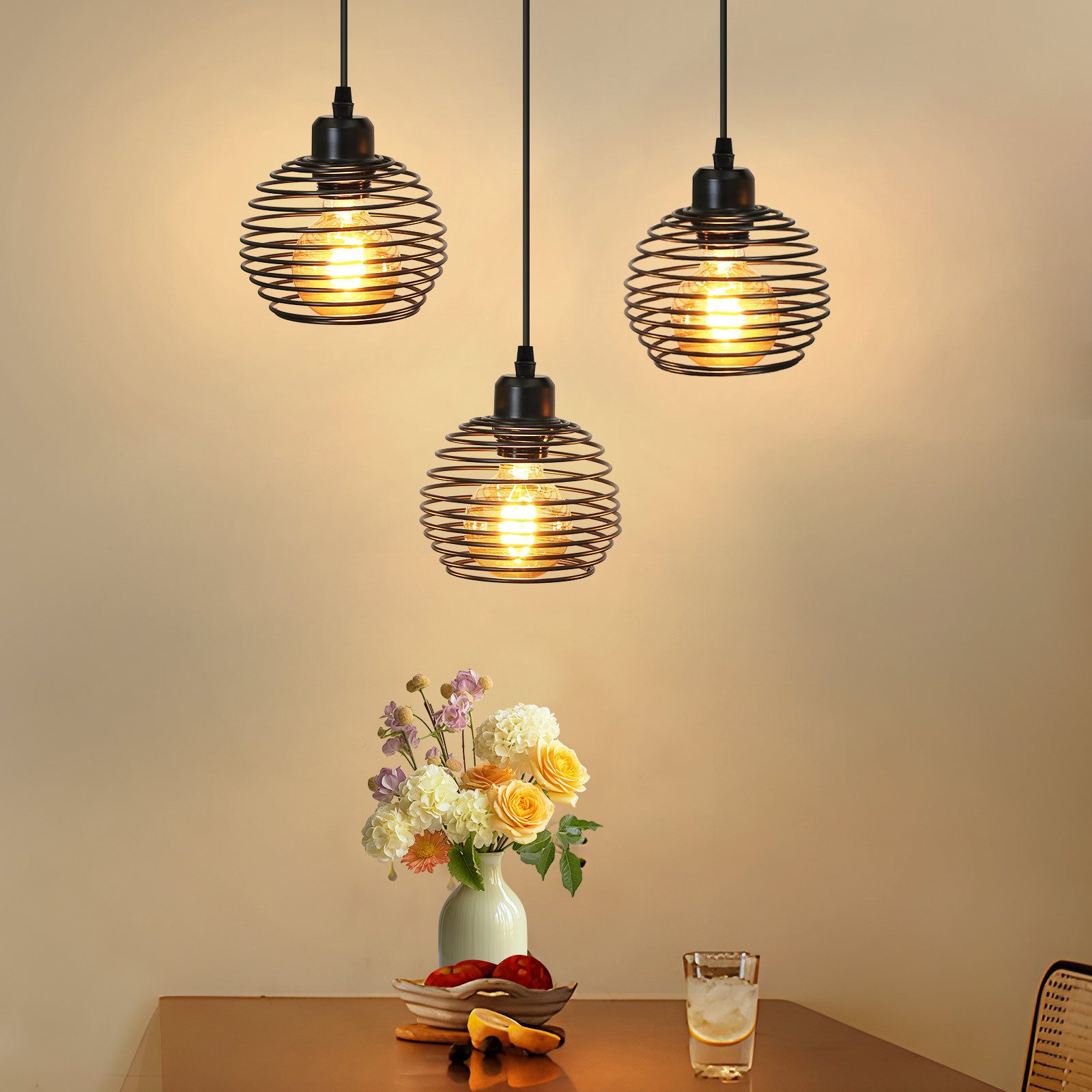Nettlife Pendelleuchte Esstisch Schwarz Vintage E27 günstig online kaufen