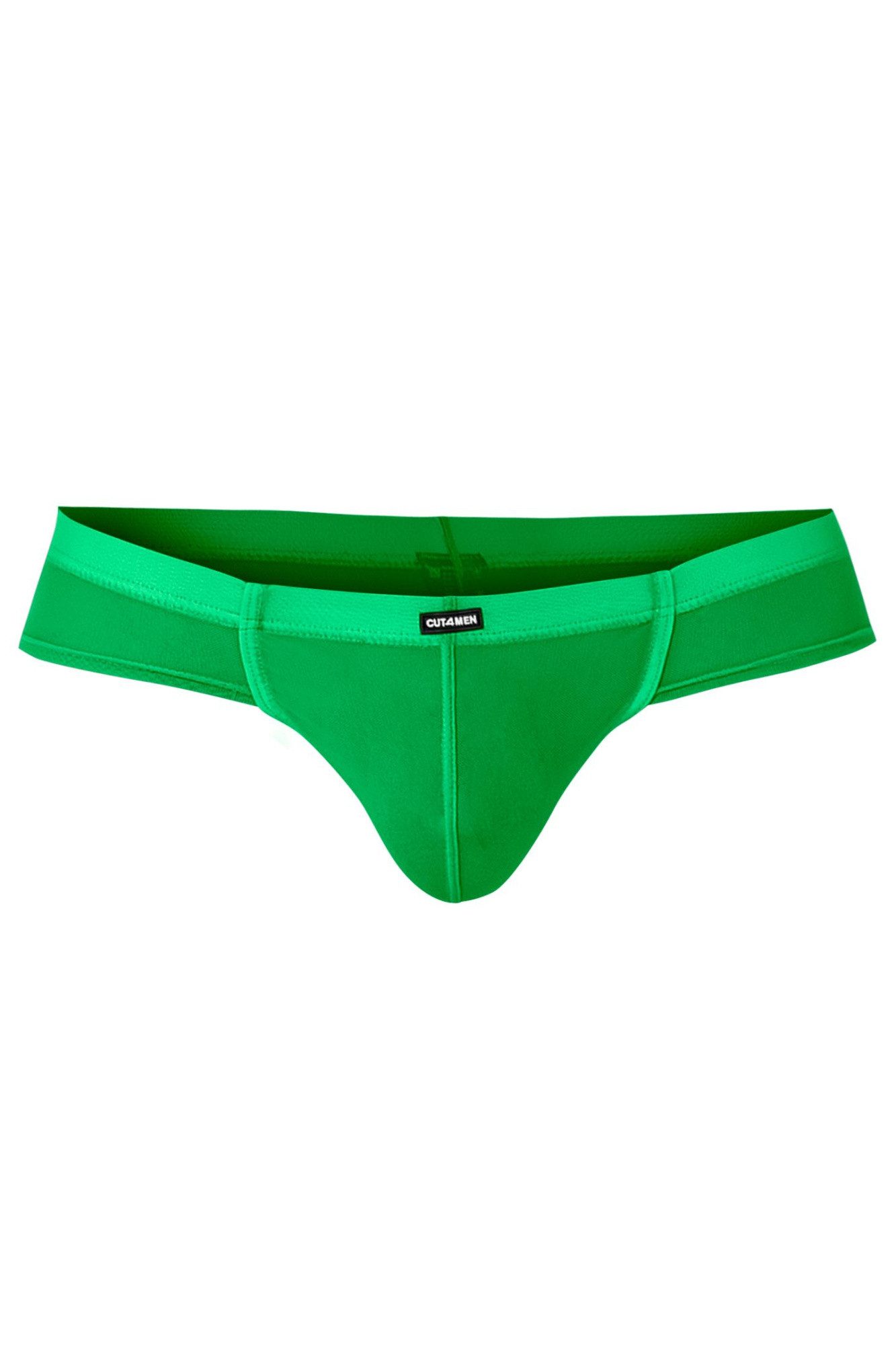Slip Grüner Männer Brief Slip mit breitem Bund Netz transparent Mikrofaser
