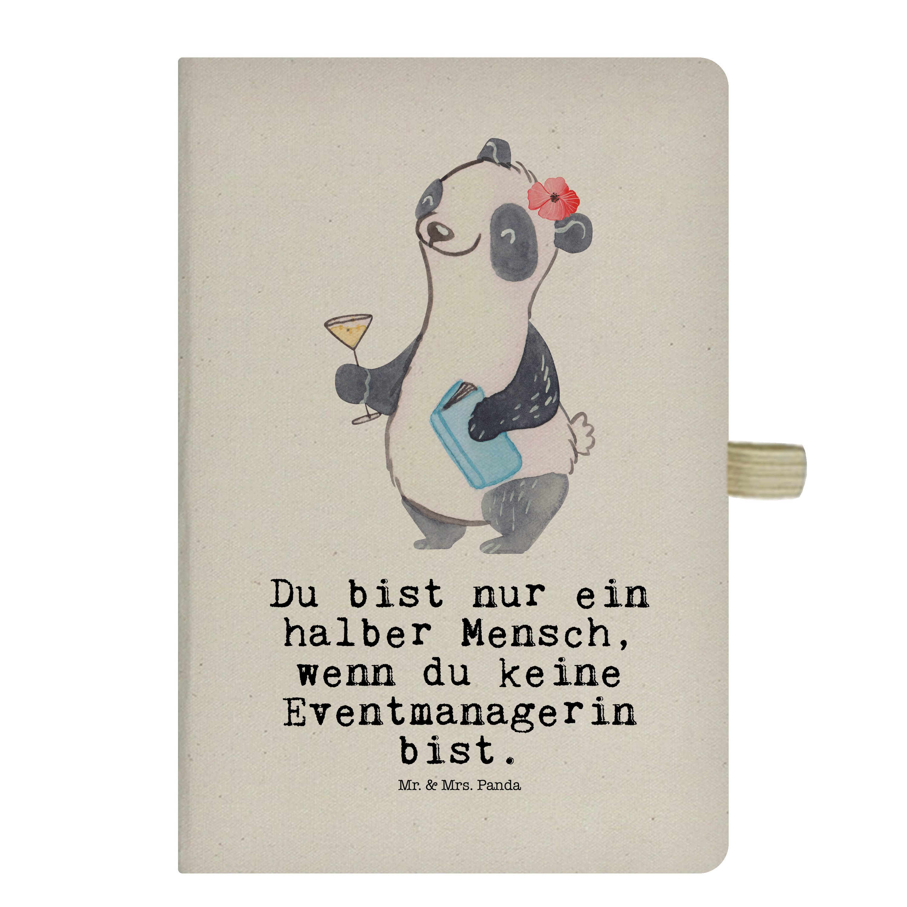 Mr. & Mrs. Panda Notizbuch Eventmanagerin mit Herz - Transparent - Geschenk, Promoterin, Veranst Mr. & Mrs. Panda