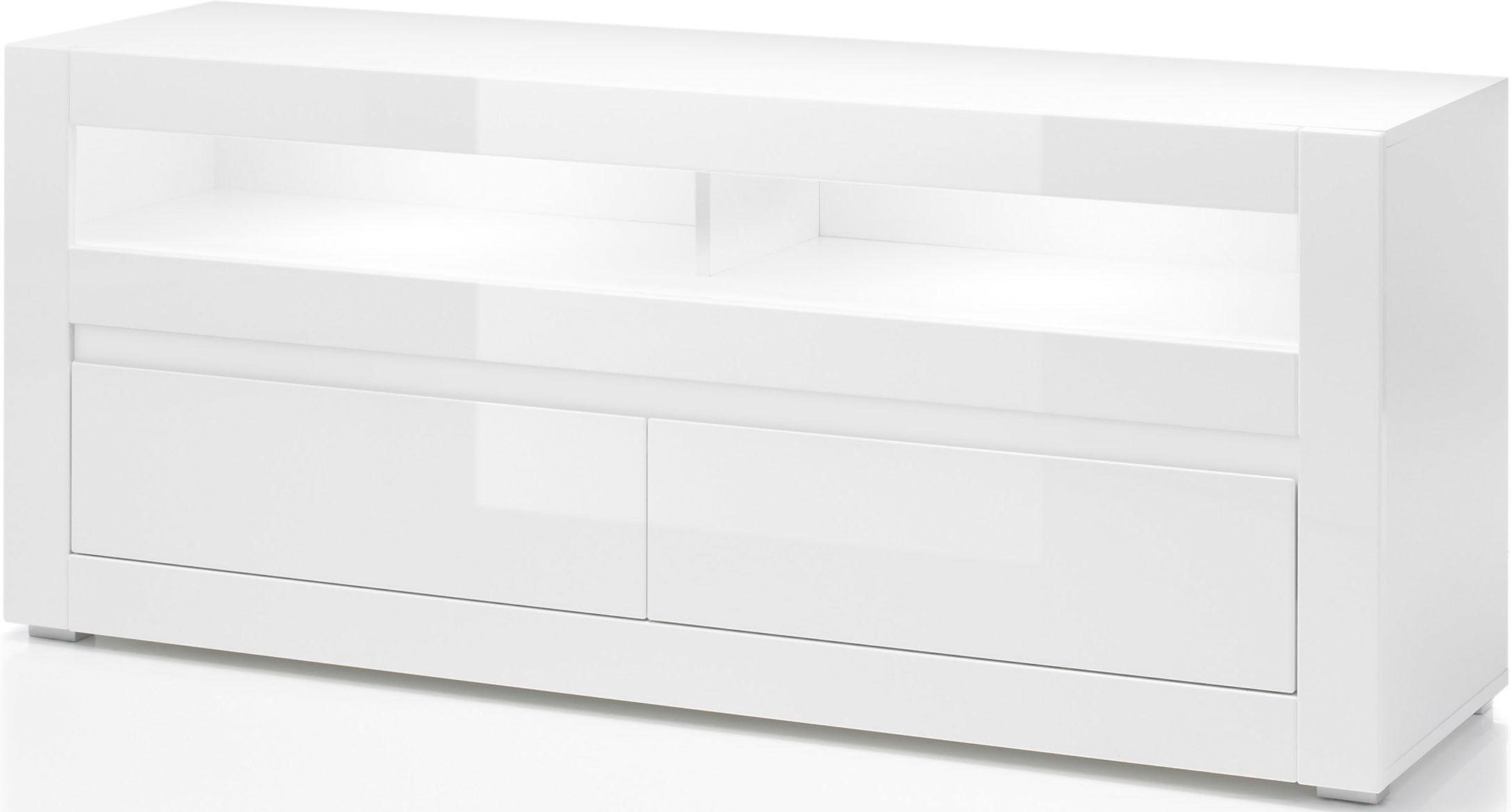 Home affaire Lowboard Carat, Breite 150 cm, wird mit 2 Leisten geliefert (weiss und grau)