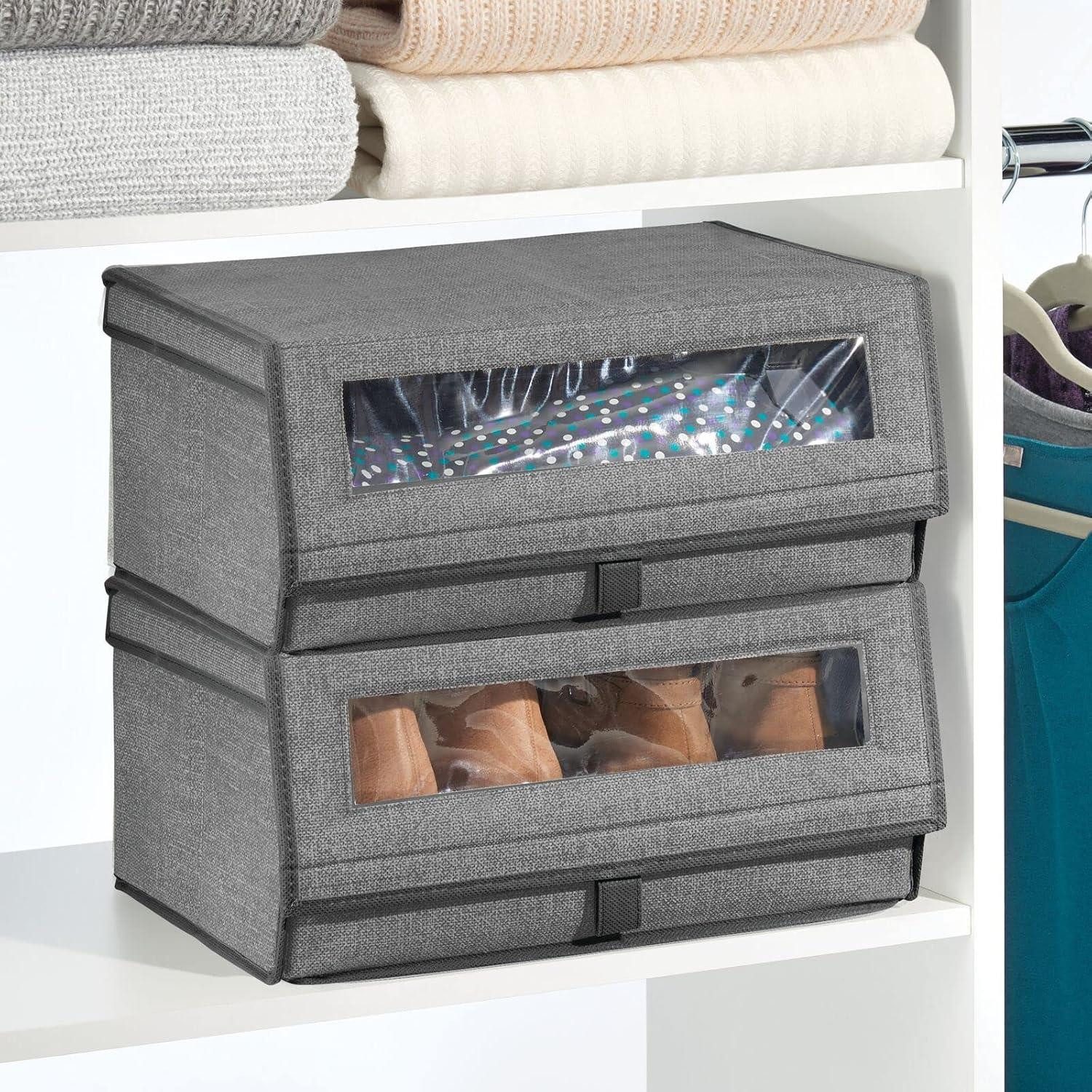 mDesign Aufbewahrungssystem mDesign Schuhaufbewahrung Schuhbox Aufbewahrungsbox stapelbar 8er Se