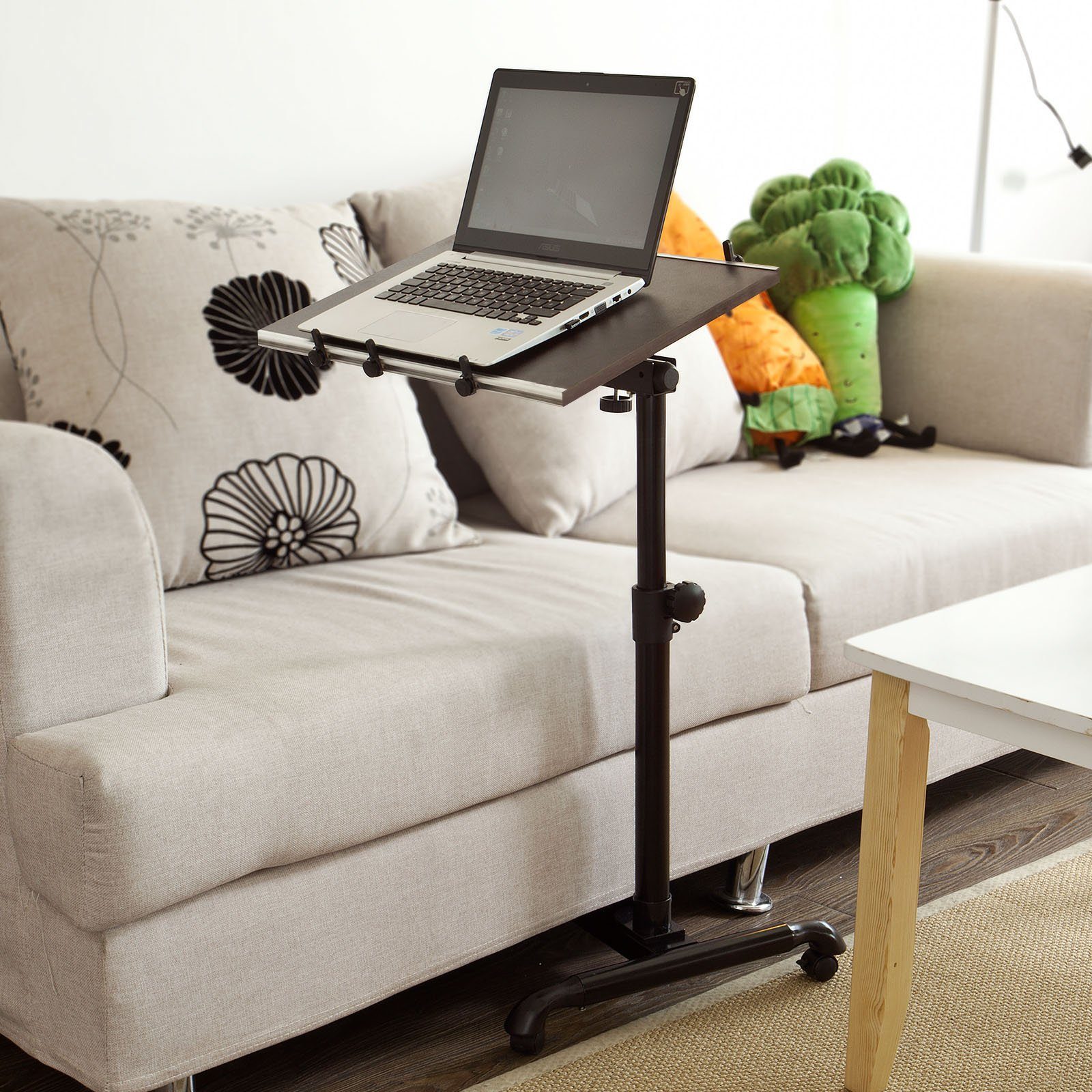 SoBuy Laptoptisch FBT07N, Pflegetisch Notebooktisch mit Stopper Beistelltisch mit Rollen