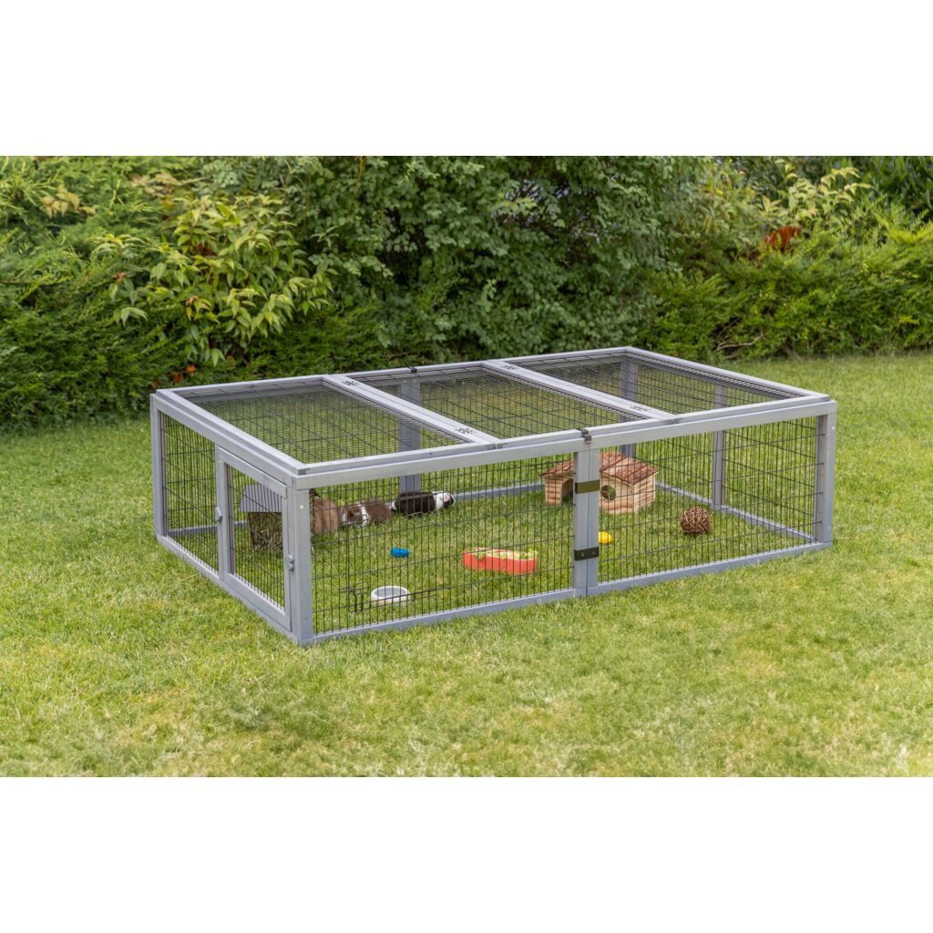 TRIXIE Freigehege Freilaufgehege mit Abdeckung - grau - 174 × 48 × 109 cm