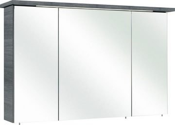 Saphir Badmöbel-Set Quickset 2-teilig, Mineralmarmor-Waschtisch mit LED-Spiegelschrank, (2-St), Badezimmer Set inkl. Türdämpfer, 5 Türen, 1 Klappe, 1 Schublade