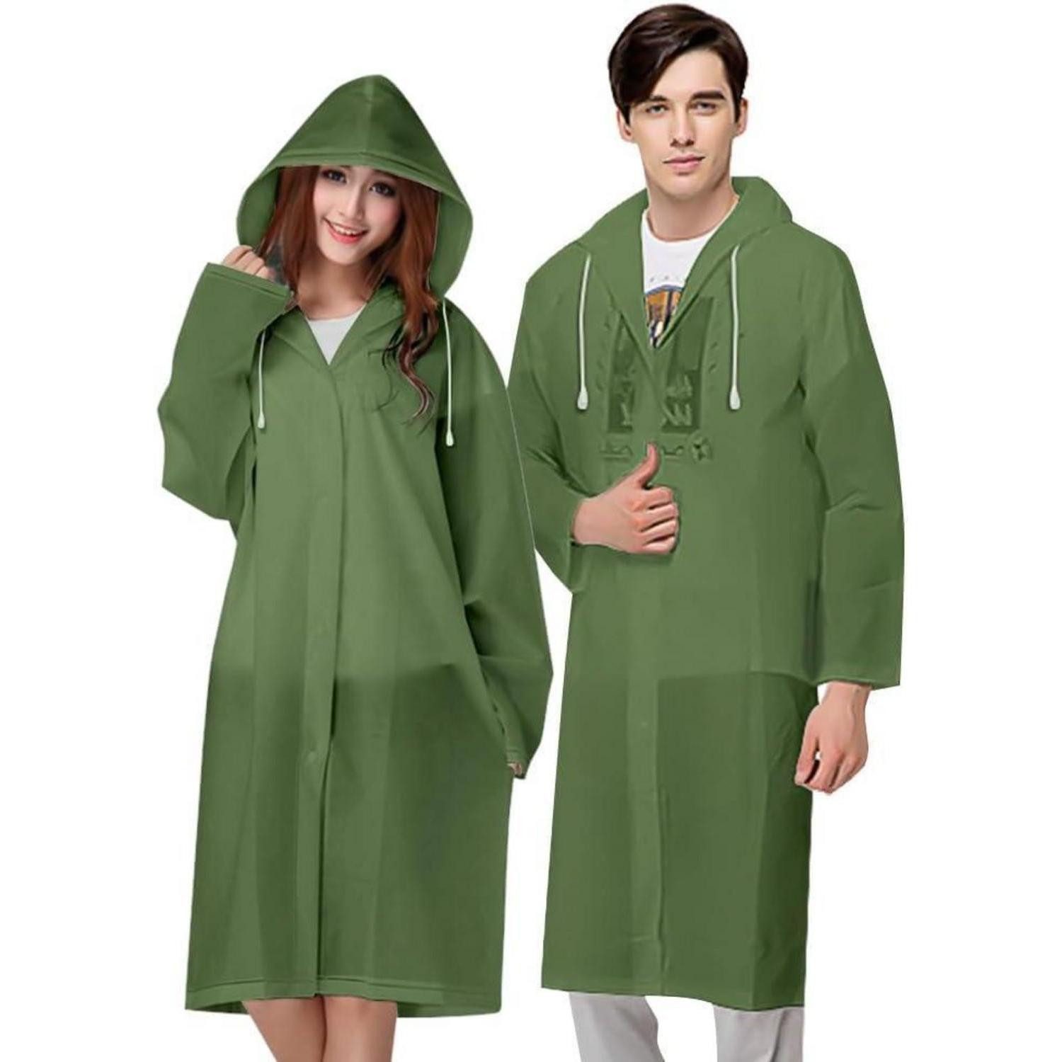 LuxusKollektion Regenmantel Regenponcho Wiederverwendbar Wasserdicht Transparent PEVA 2pcs grün