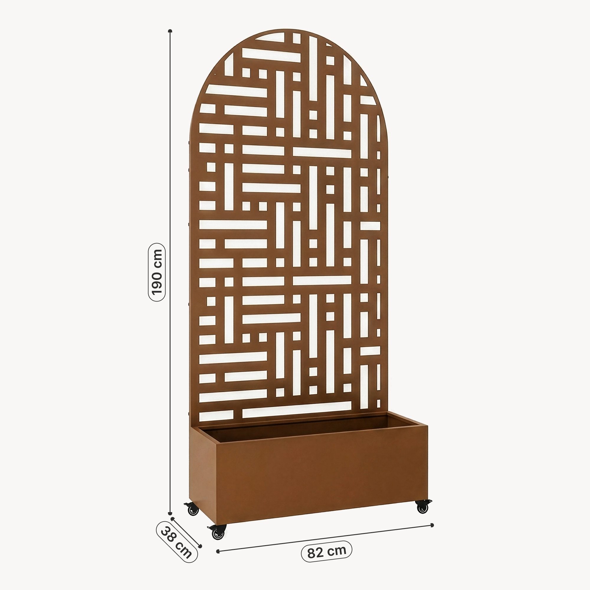 casa.pro Blumenkasten, mit Trennwand »Bernalda« rollbar Stahl 190x82x38 cm Braun