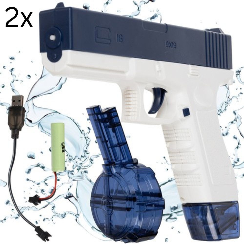 KRUZZEL Wasserpistole Automatische Wasserspritzpistole (Spar-Set, 2-tlg., 400 ml Volumen), 2 Stück elektronische Wasserpistole