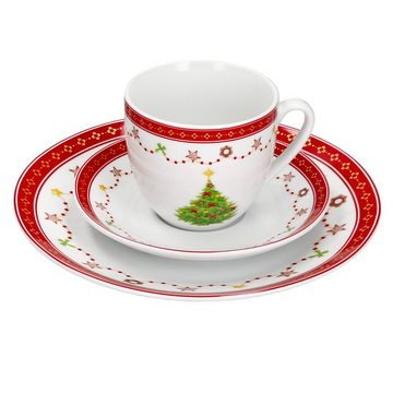 MamboCat Kaffeeservice 18tlg Kaffeeservice Weihnachtstraum Porzellan 6 Pers. Weihnachten, Porzellan